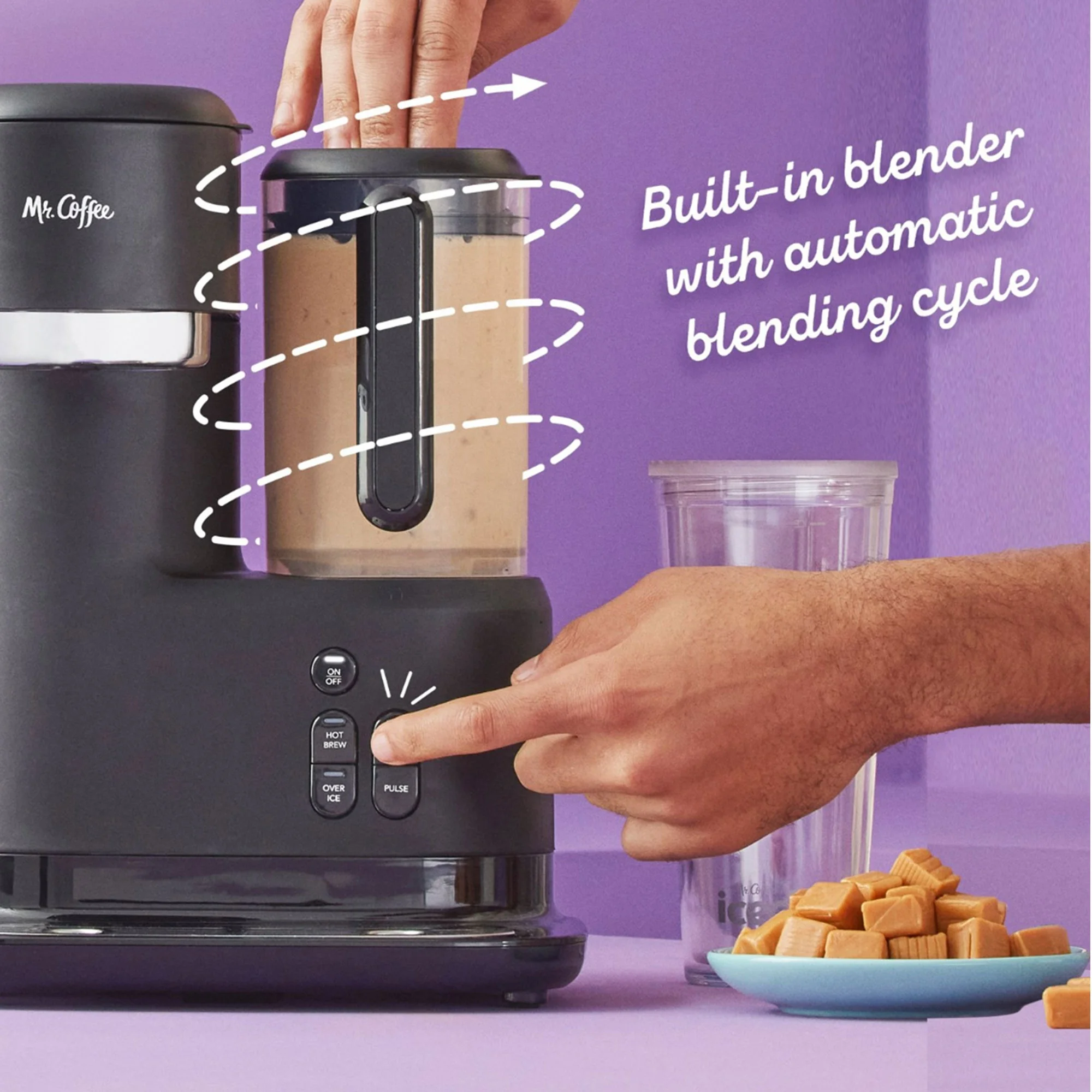 Mr. Coffee Single-Serve Iced and Hot Coffee Maker & Blender with 2 Tumblers