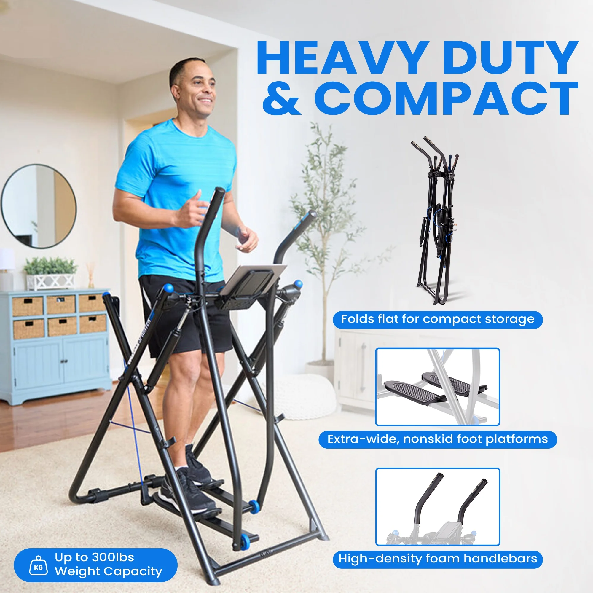 Gazelle Sprinter Low Impact Exercise Machine w/ Grip Pulse Fitness Tracker