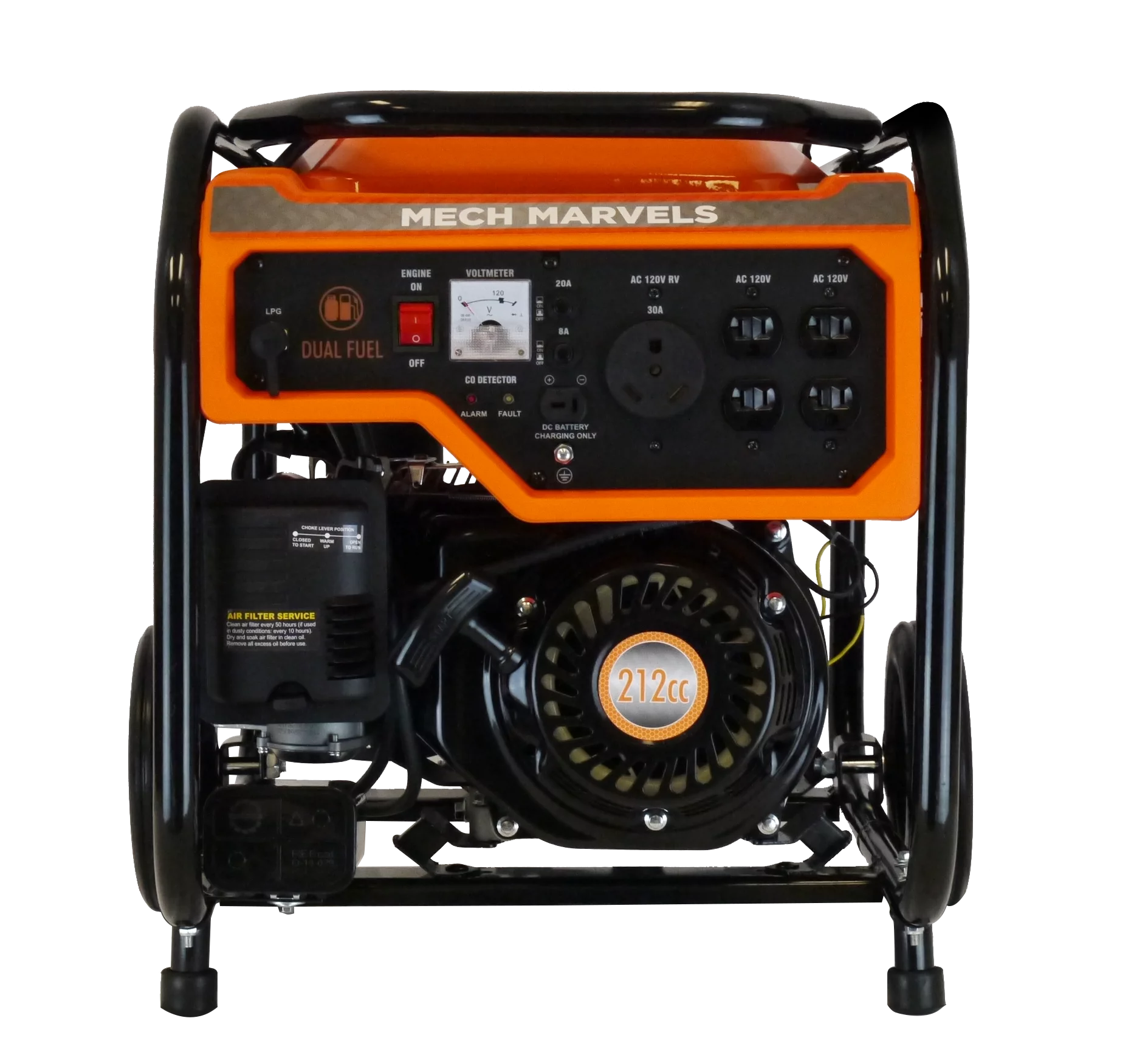 Mech Marvels 4000 Watt Dual Fuel Portable Generator, RV Outlet, CO Detect, CARB Compliant, MM4350DFC