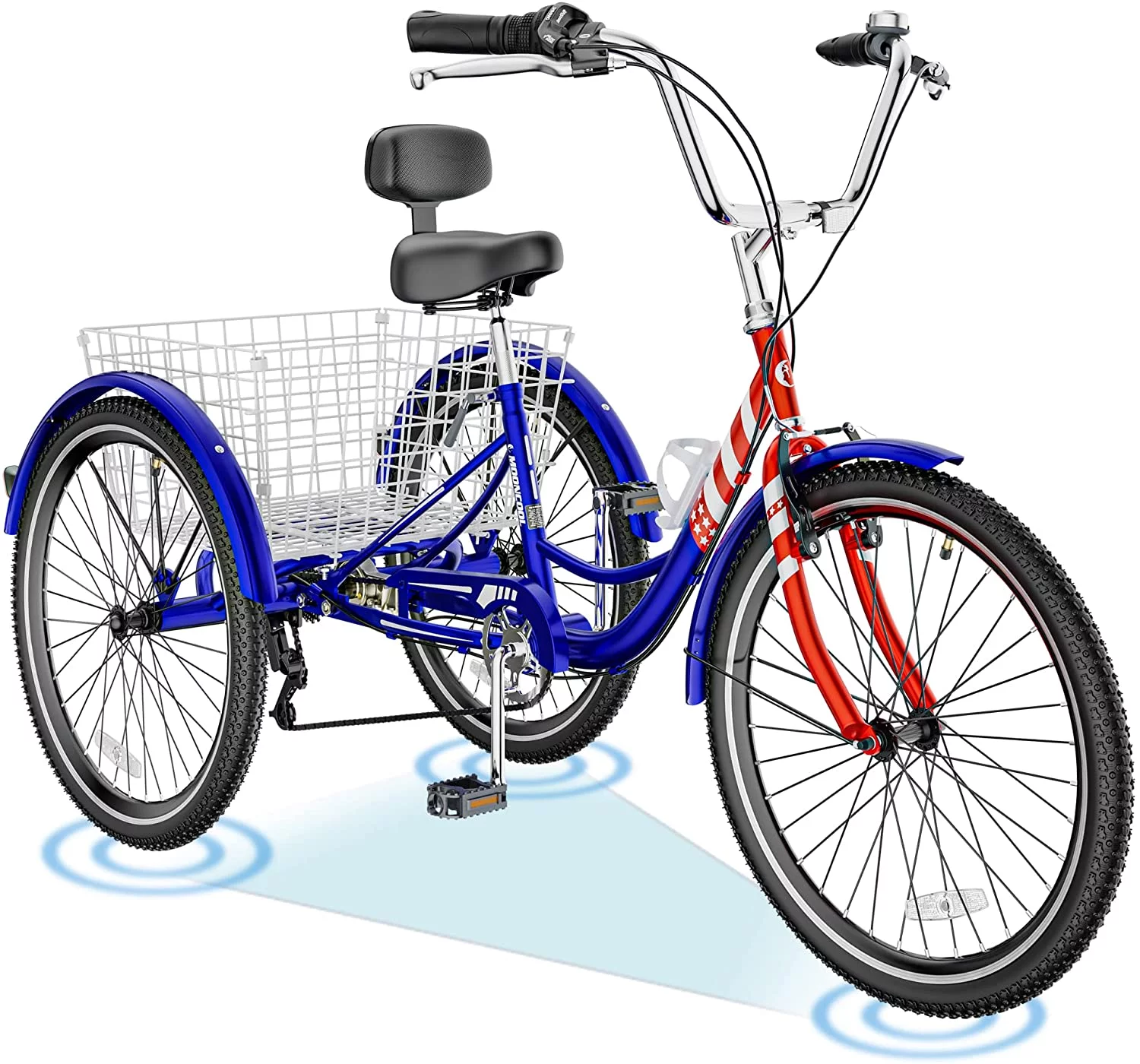 ABORON 20/24/26 inch Adult Tricycle,3 Wheel Bike Adults,Three Wheels Cruiser Bike 3 Wheels,1/7 Speed,Cargo Basket,Multiple Colors