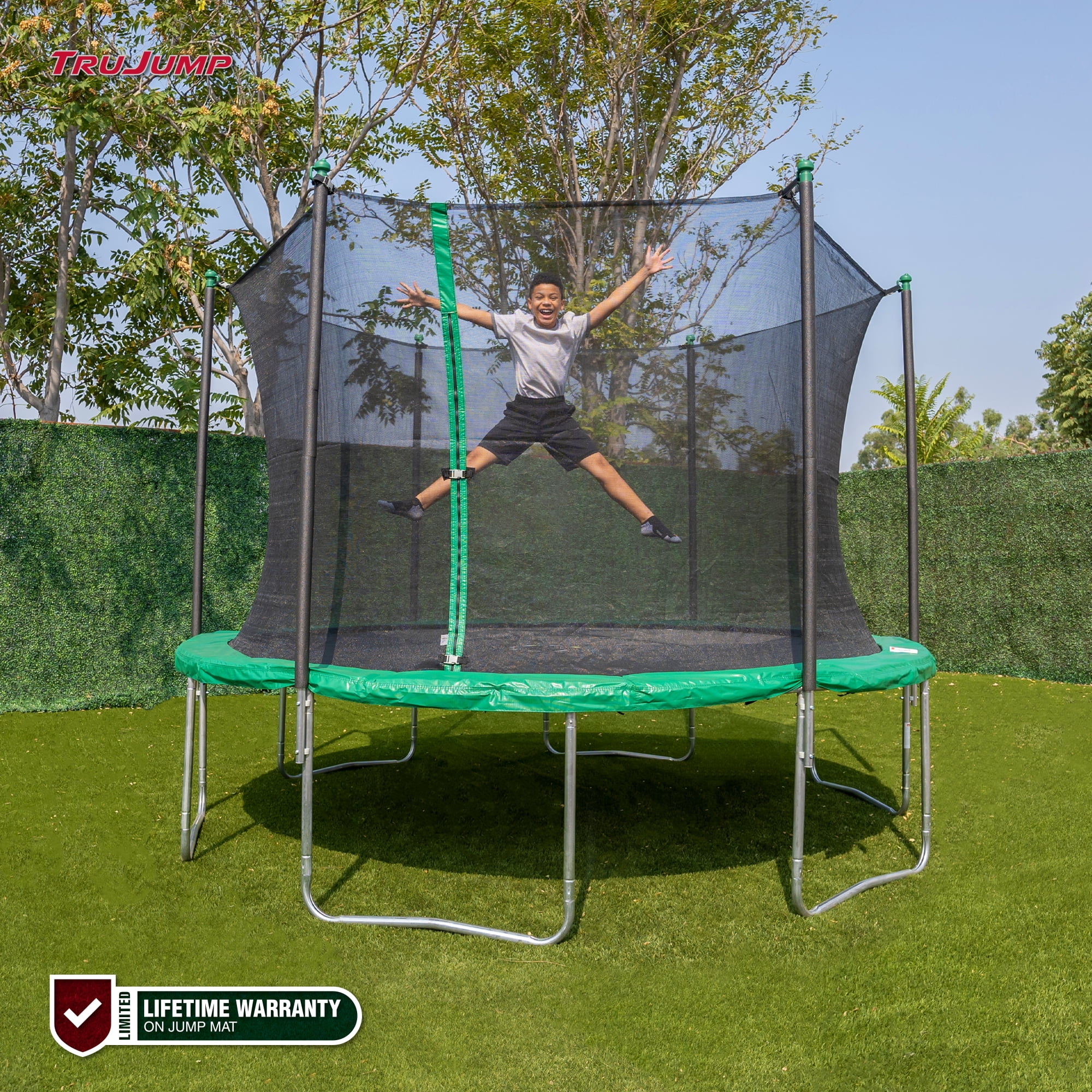 TruJump 12′ Trampoline with Safety Enclosure & Jump Mat with Lifetime Warranty