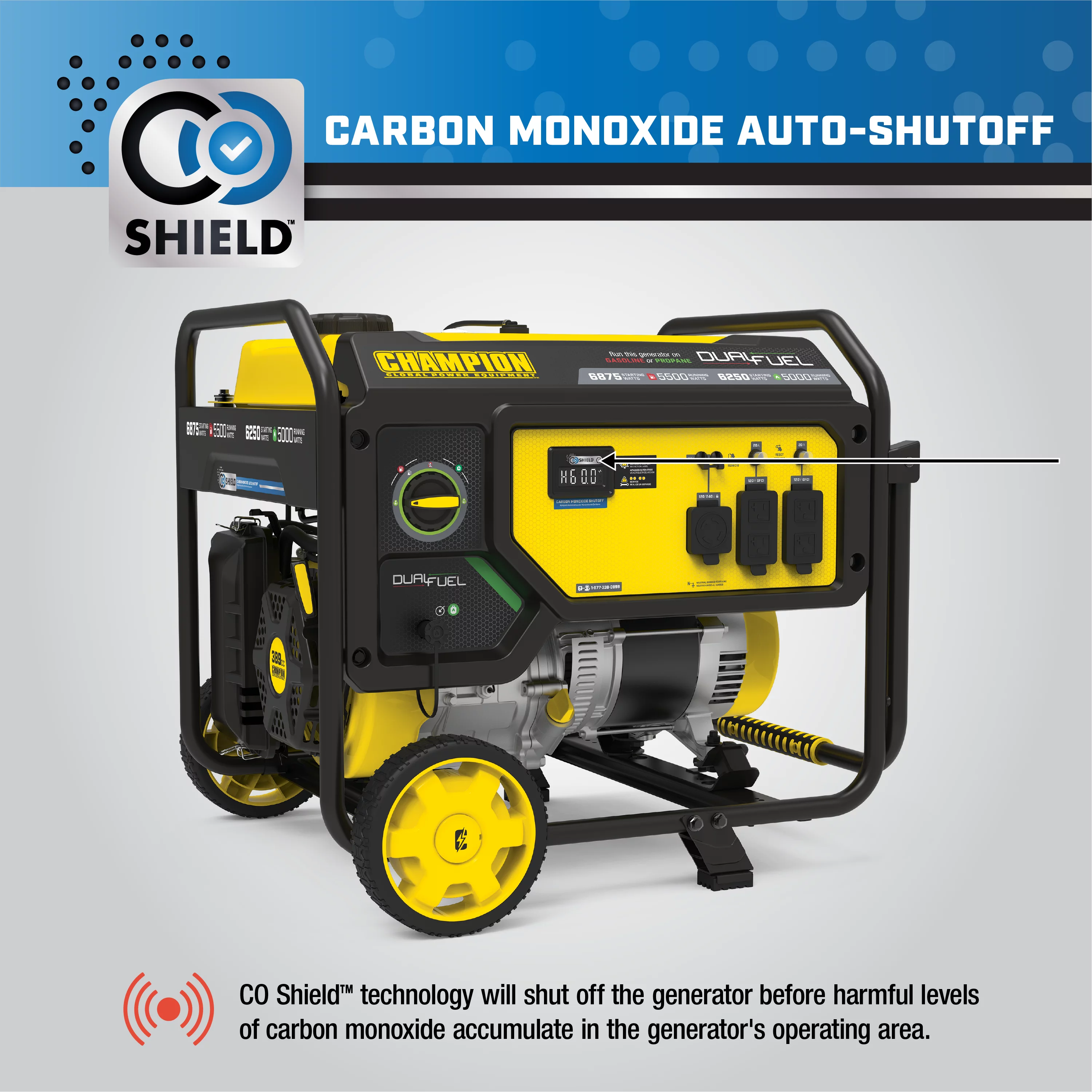 Champion Power Equipment 6875/5500-Watt Dual Fuel Portable Generator with CO Shield