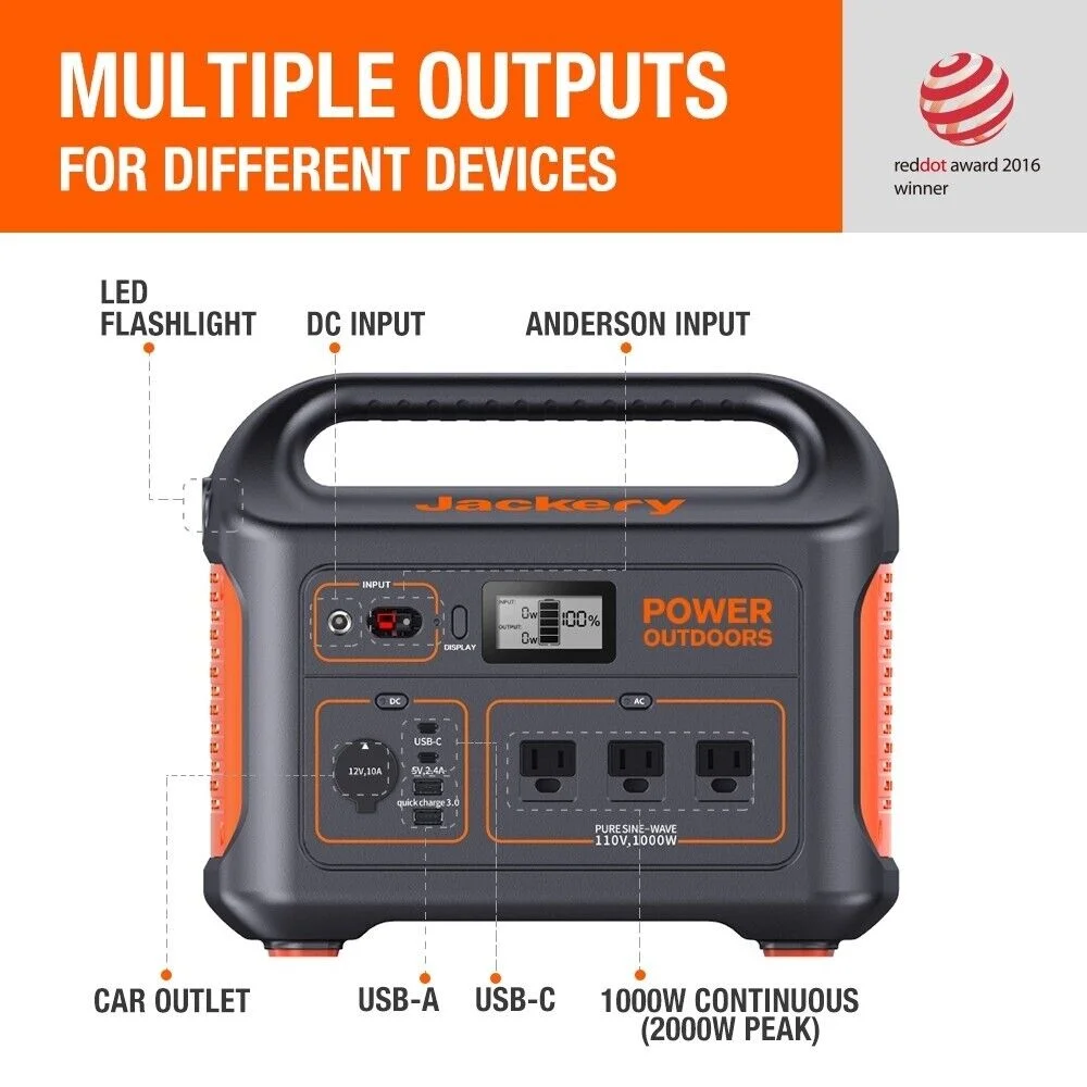 Jackery Portable Power Station 880, 880Wh Backup Power, Restored