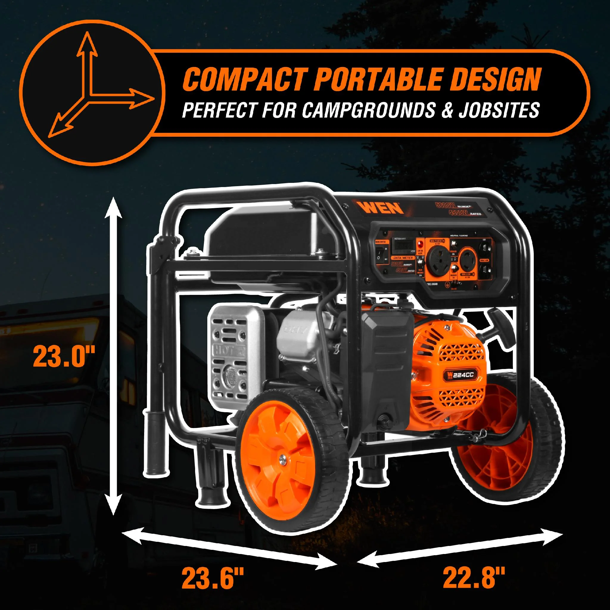 WEN 5600-Watt Portable Generator, 224cc, Transfer-Switch and RV-Ready