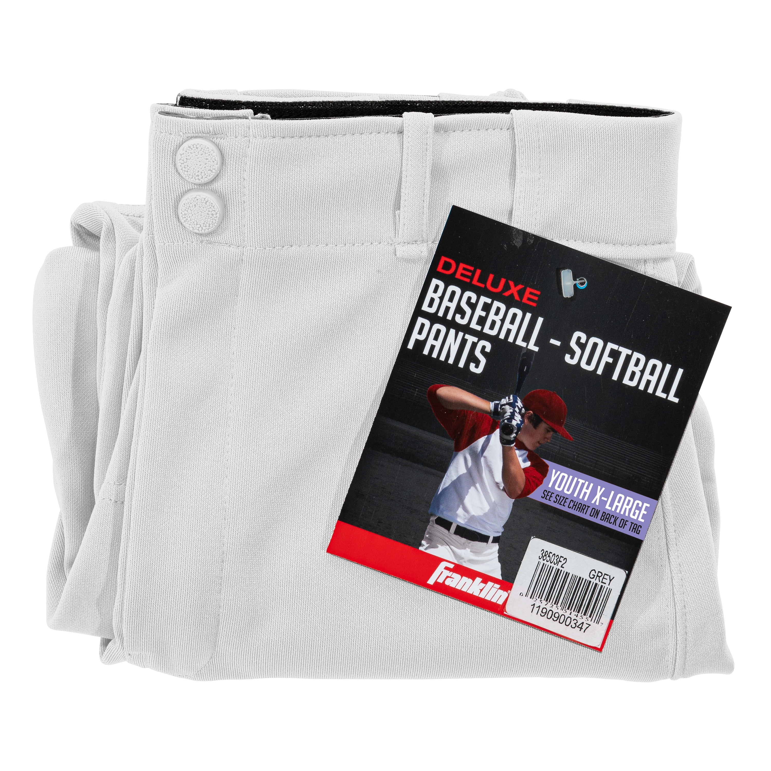 Franklin Sports Youth Baseball Pants – Gray – Large