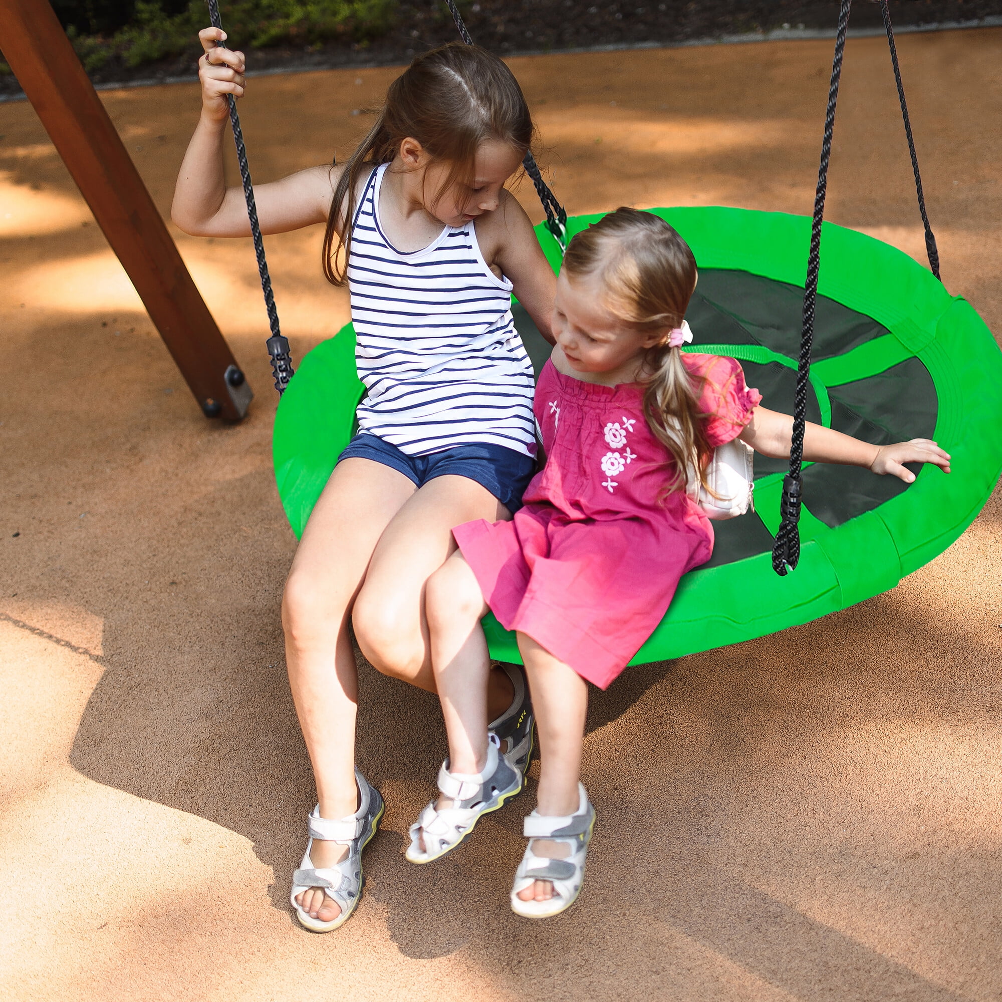 ZenSports 40” Flying Saucer Swing for Kids Outdoor 800lbs Adjustable Web Tree Swing Green