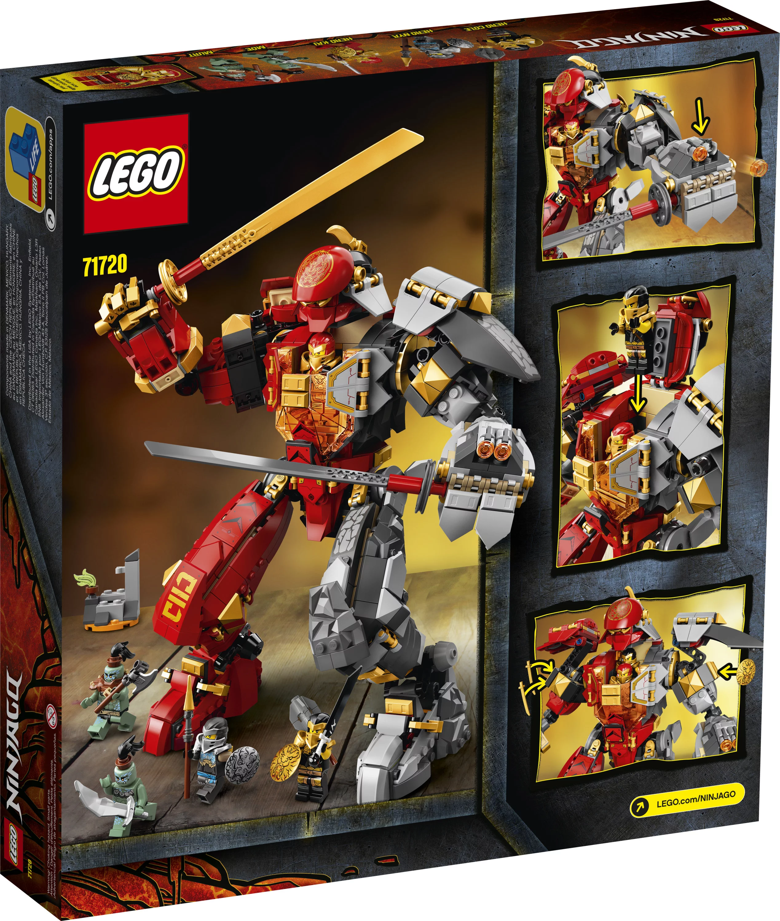 LEGO NINJAGO Fire Stone Mech 71720 Ninja Mech Building Toy for Kids Age 9+ (968 Pieces)