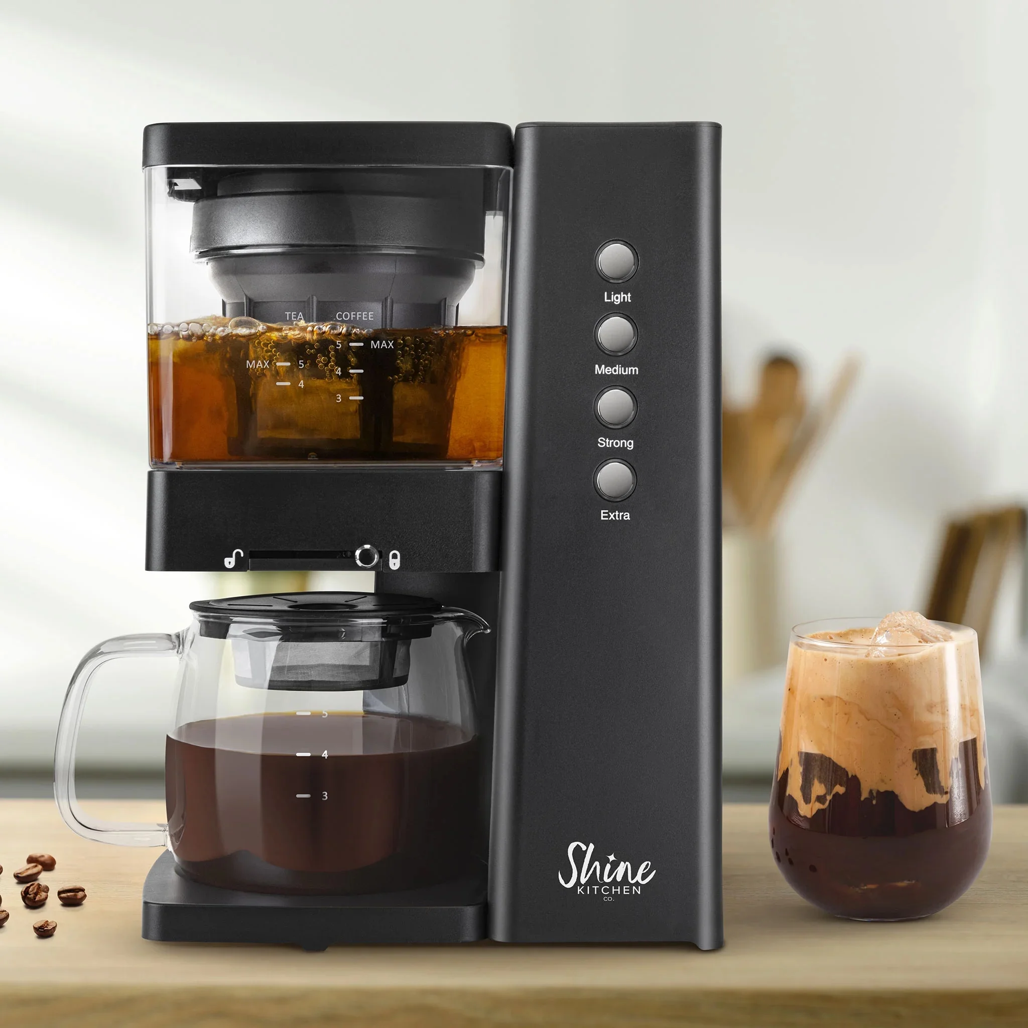 Shine Kitchen Co. Rapid Cold Brew Coffee & Tea Machine with Vacuum Extraction Technology