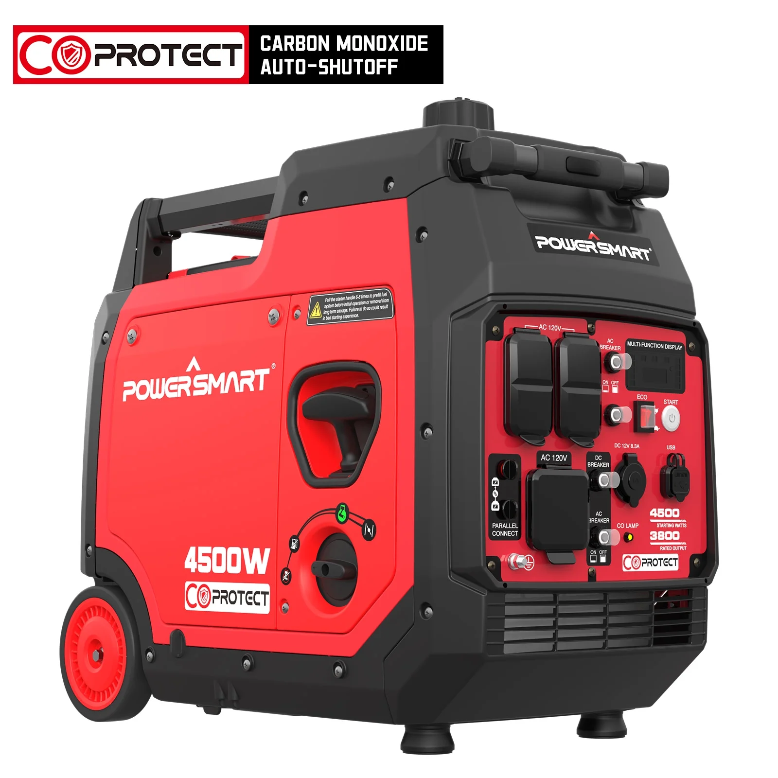 PowerSmart Gas Powered Portable Generator, Low Noise, Outdoor Panel Inverter Generator PS5045CE (4500 Watts+CO)