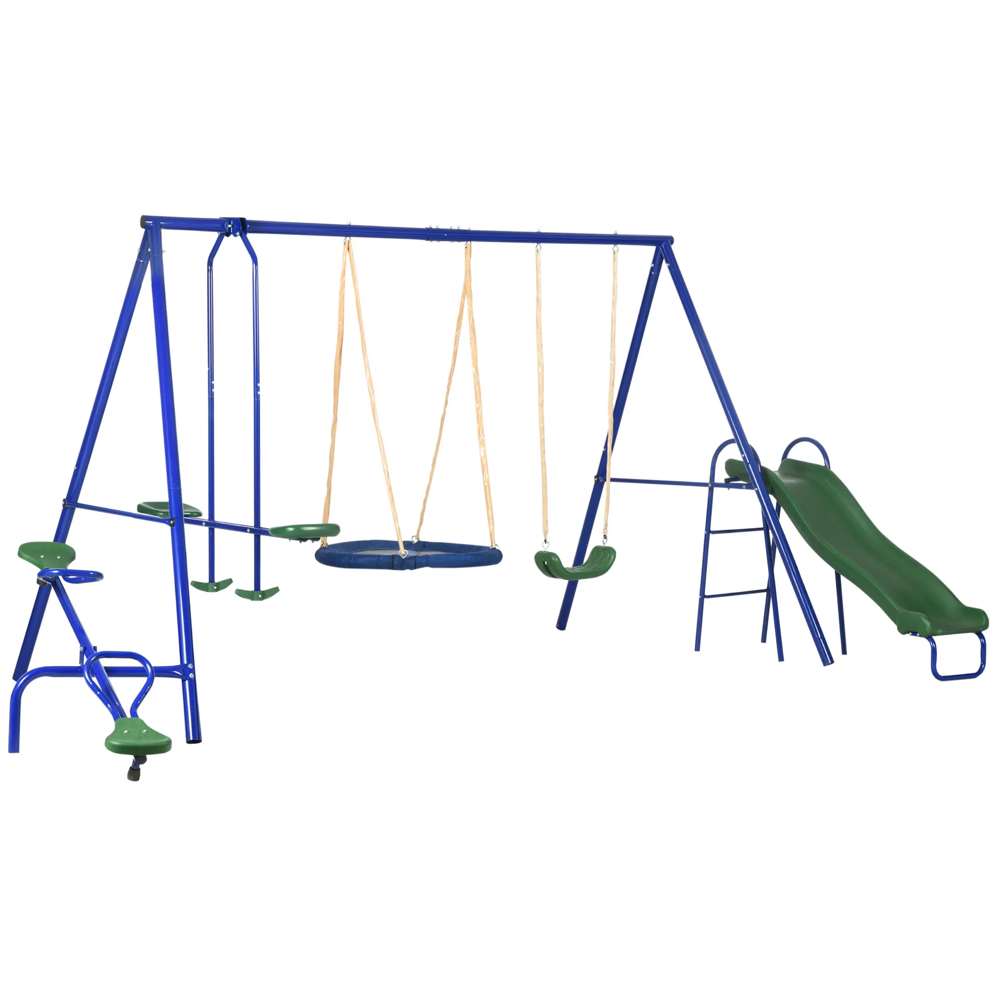 Outsunny Kids Metal Swing Set for Backyard