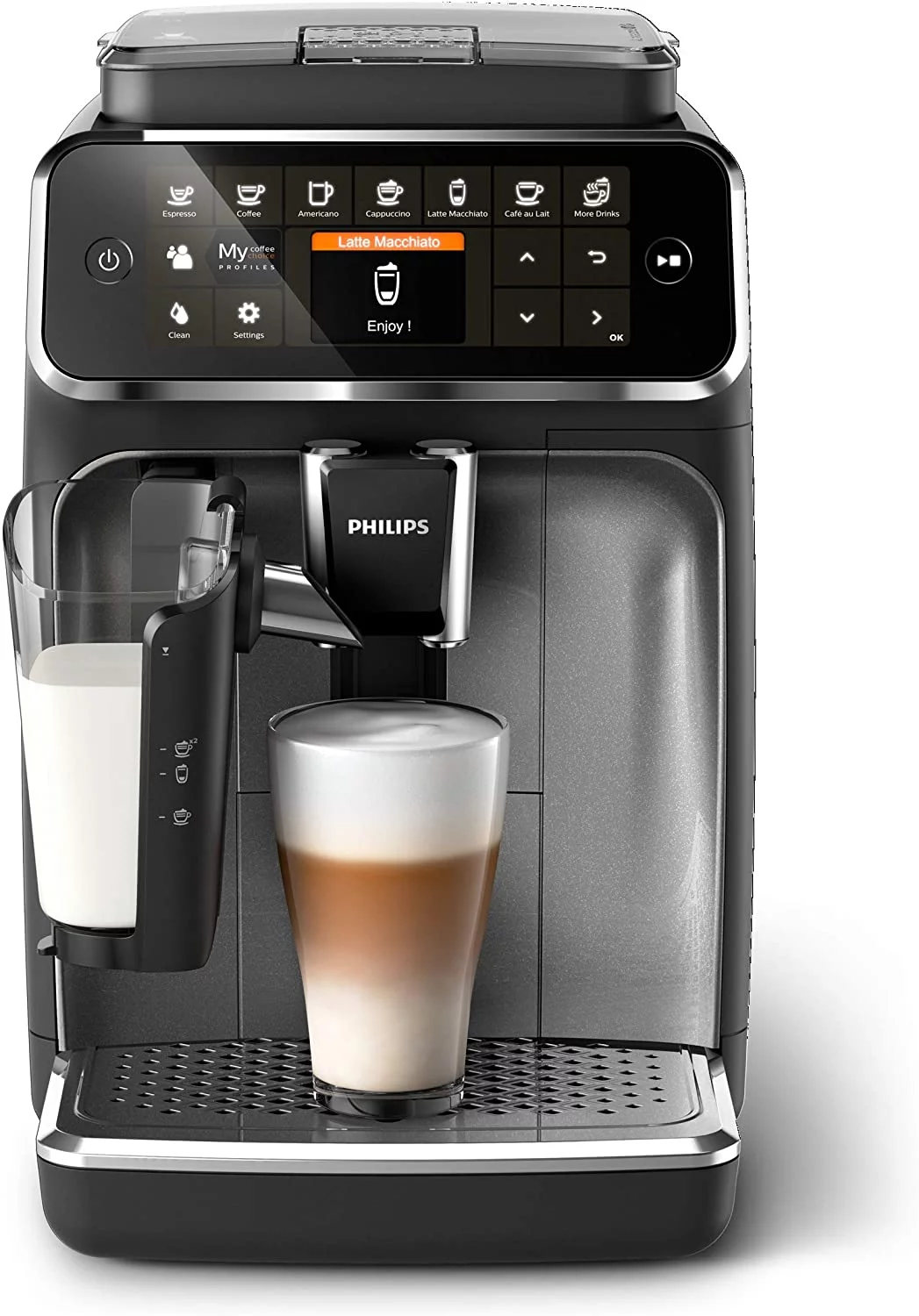 PHILIPS 4300 Series Fully Automatic Espresso Machine w/ LatteGo, Silver (EP4347/94)