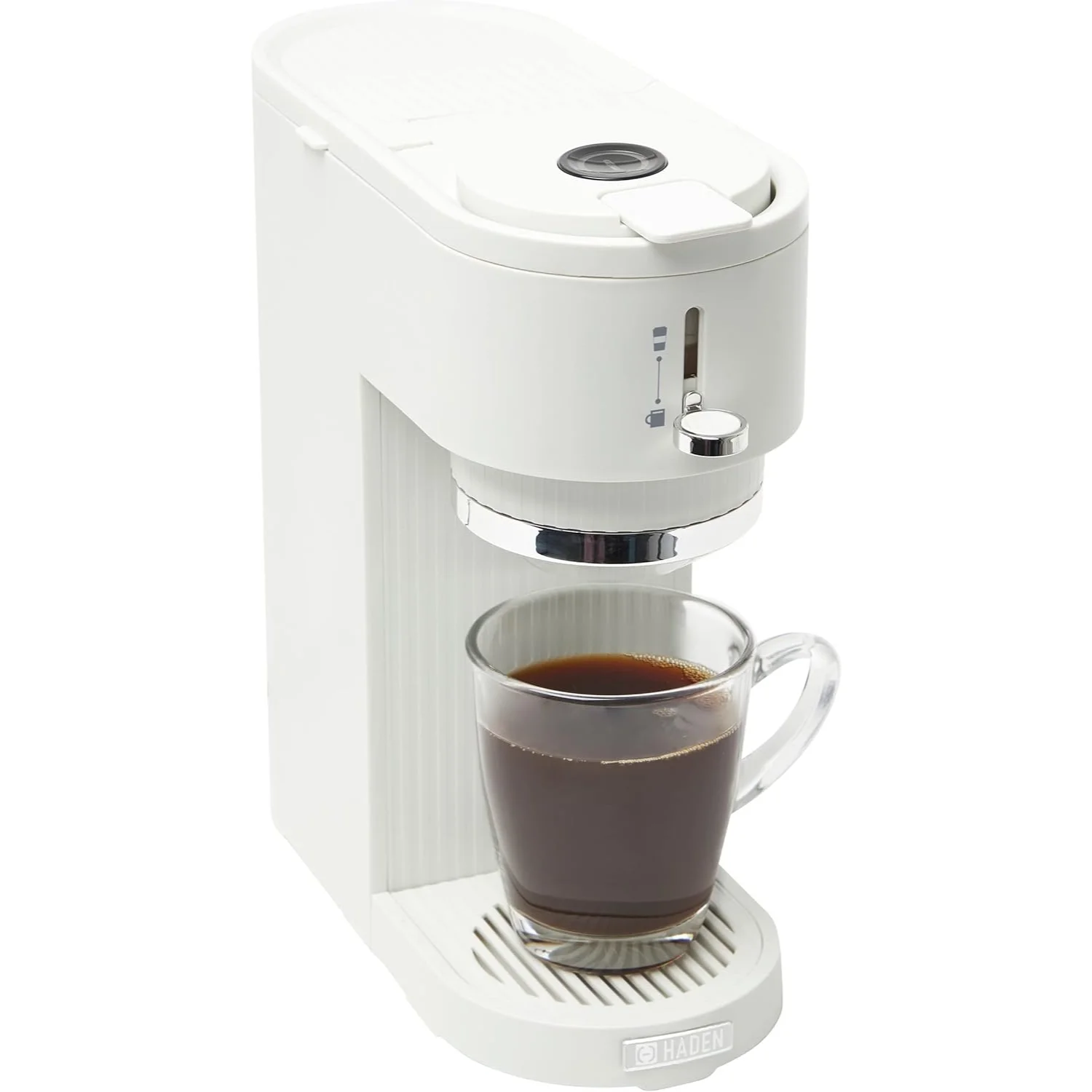 HADEN 75108 Single Serve Coffee Machine for Single Serve Pods and Ground Coffee in Ivory/Chrome