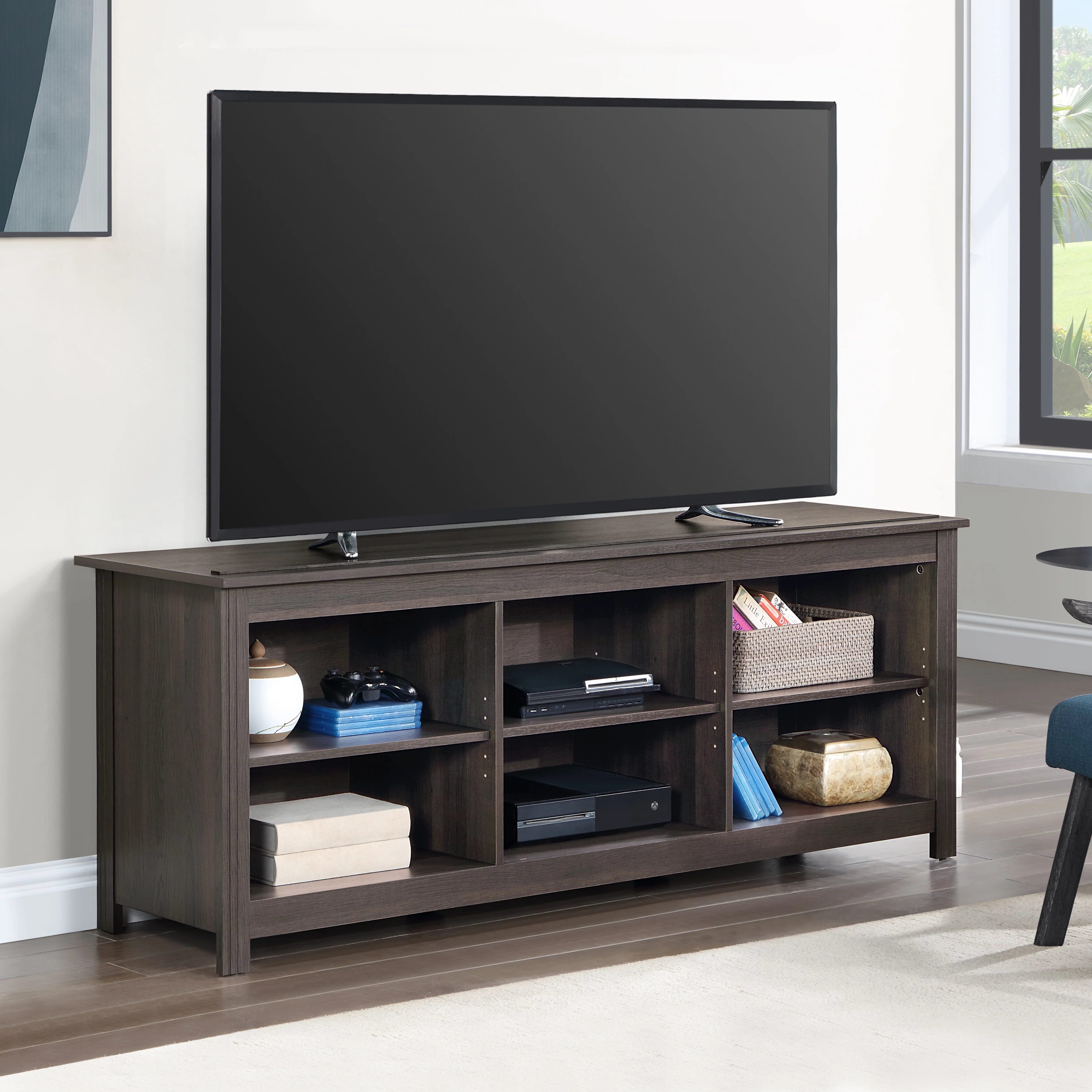 Mainstays Adjustable Shelf TV Stand for TVs up to 70″, Black Finish