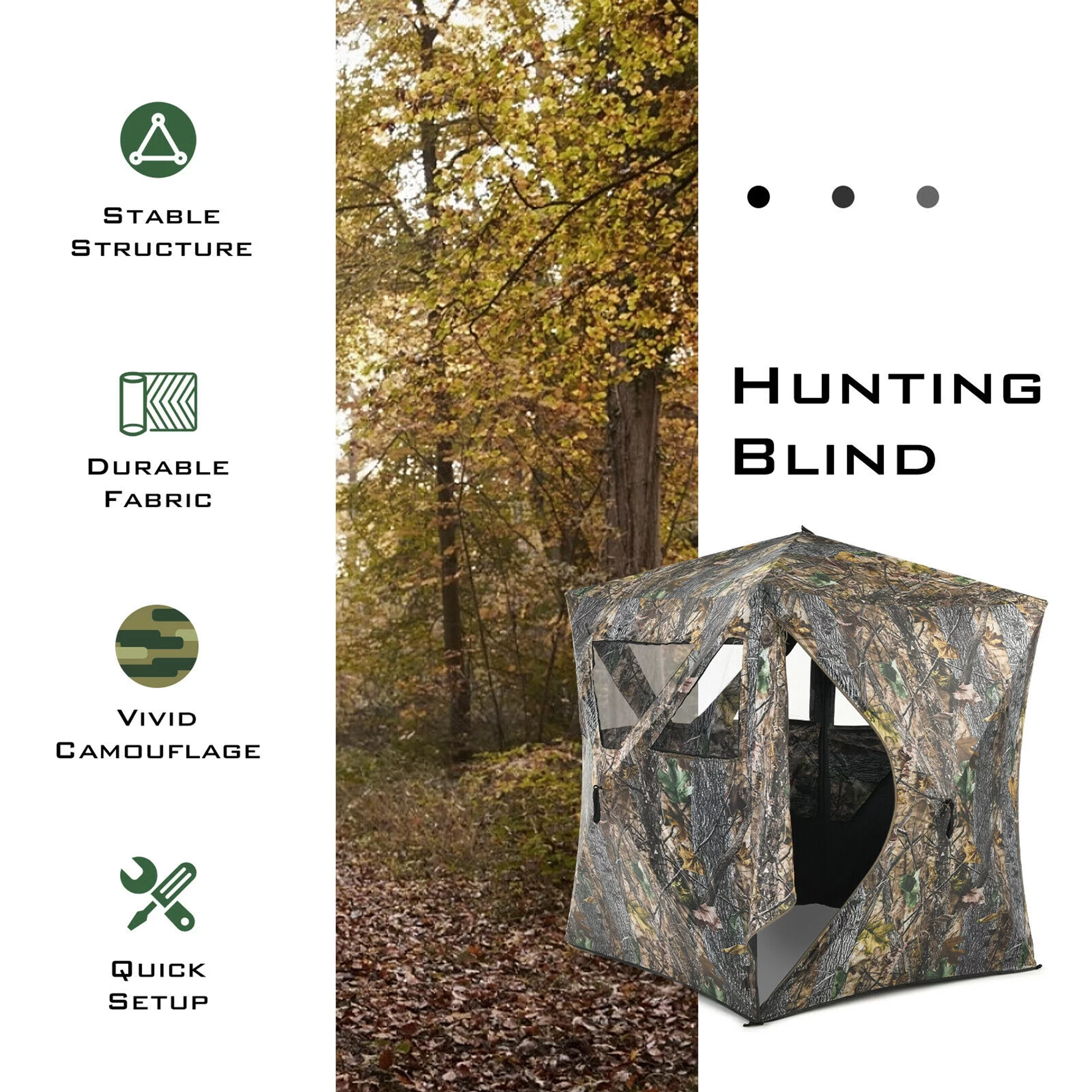 Gymax 3 Person Portable Hunting Blind Pop-Up Ground Blind w/Tie-downs & Carrying Bag