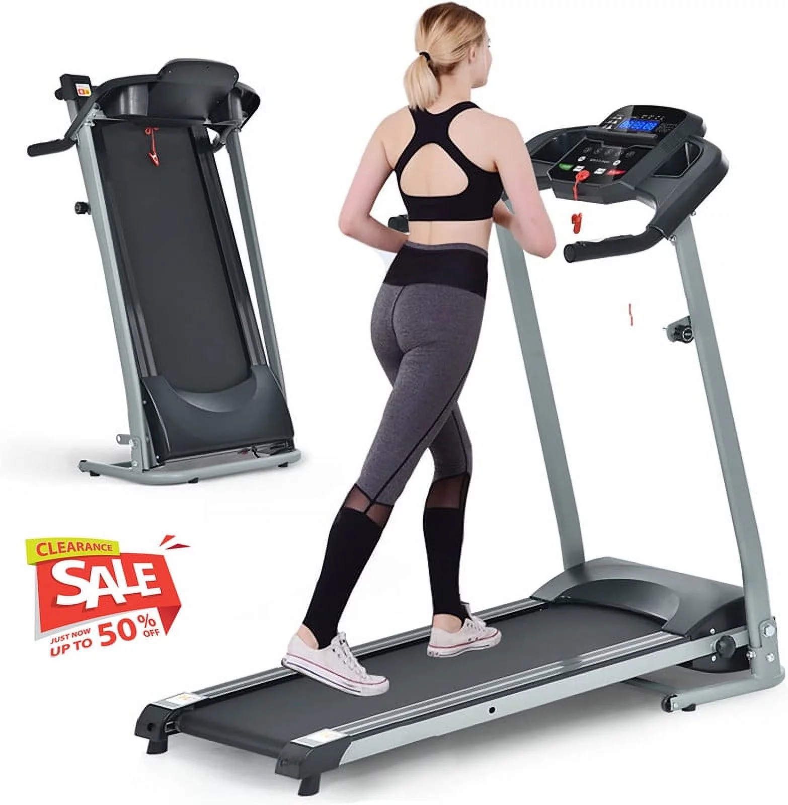 Clearance! Treadmill Foldable Treadmill for Home Electric Treadmill Workout Running Machine Treadmill with LCD Monitor for Home & Office & Gym