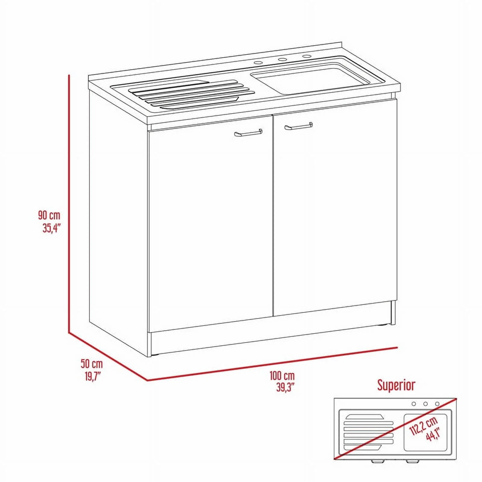 TuHome White Modern Engineered Wood Napoles Utility Sink with Cabinet