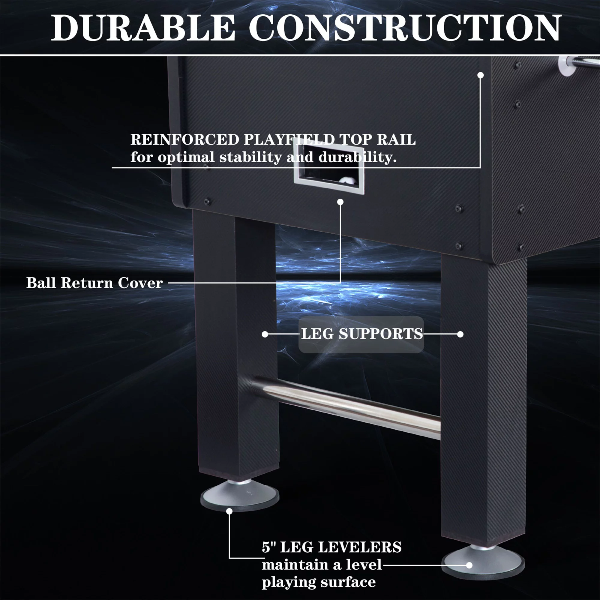 RayChee 55″ Foosball Table, Soccer Game Table Football Arcade with Balls, Leg Levelers & Heavy-Duty Legs for Indoor Game Room (Black)