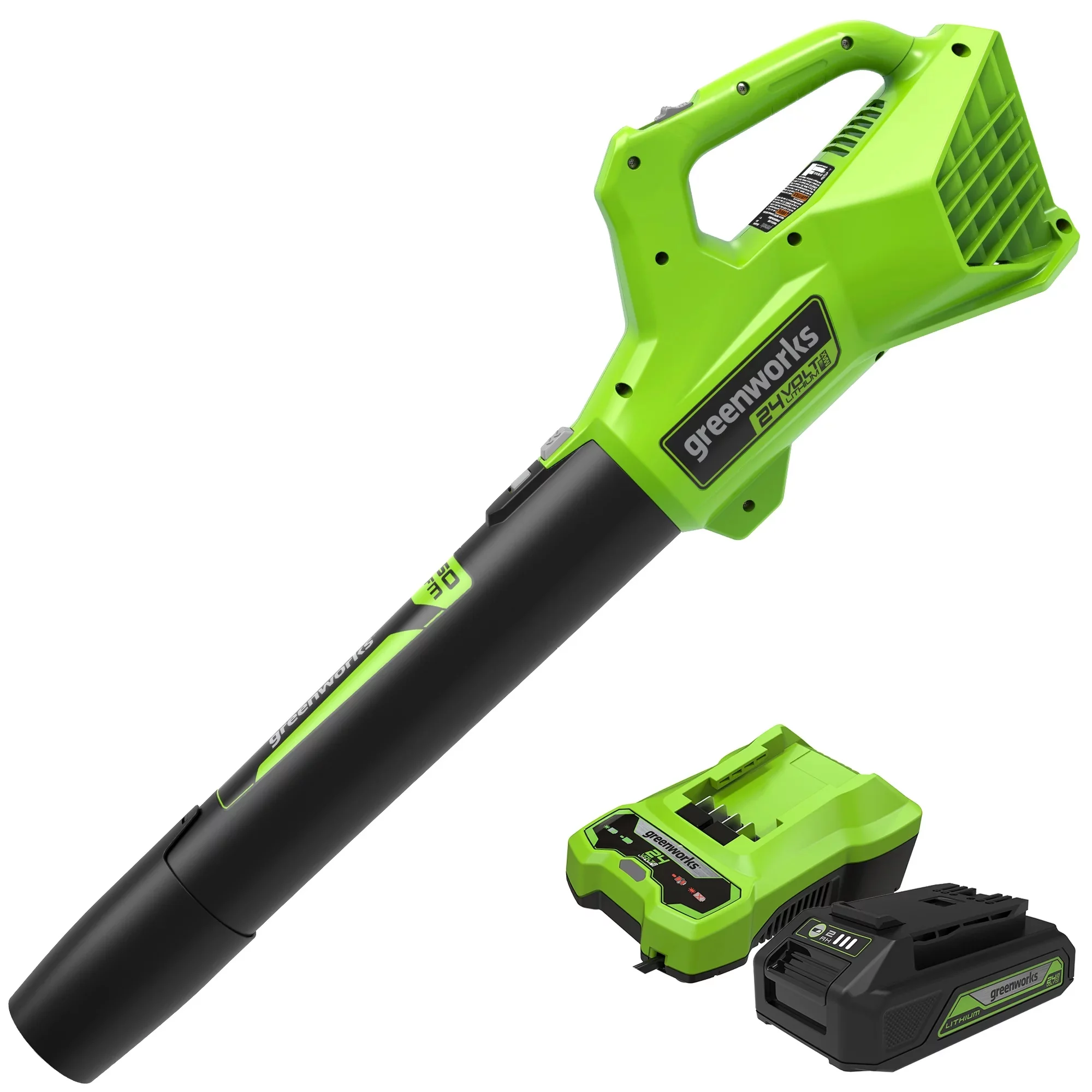 Greenworks 24V Cordless Axial Blower (90 Mph / 320 Cfm) with 2Ah USB Battery & Charger 2415702