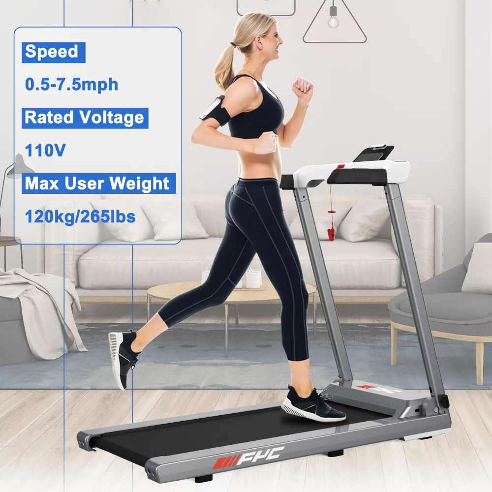 2 in 1 Folding Treadmill with Dual Display, 2.5HP Superfit Under Desk Electric Pad Treadmill, Installation-Free, Bluetooth Speaker, Remote Control, Walking Jogging Machine for Home/Office Use