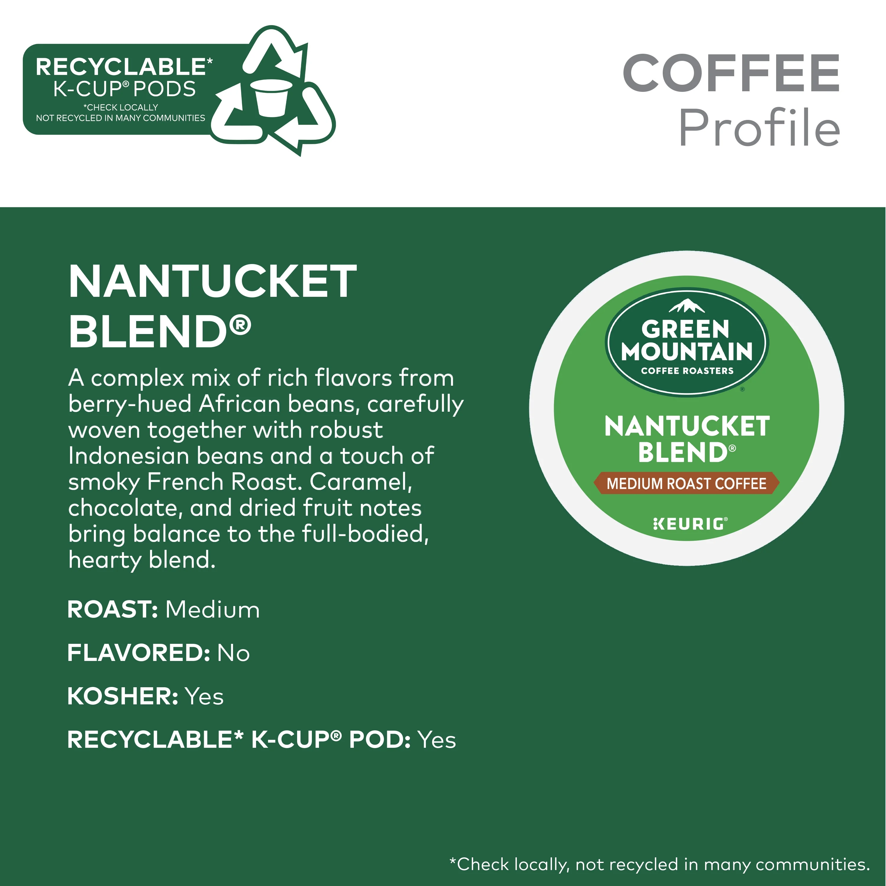 Green Mountain Coffee Roasters, Nantucket Blend Medium Roast K-Cup Coffee Pods, 24 Count