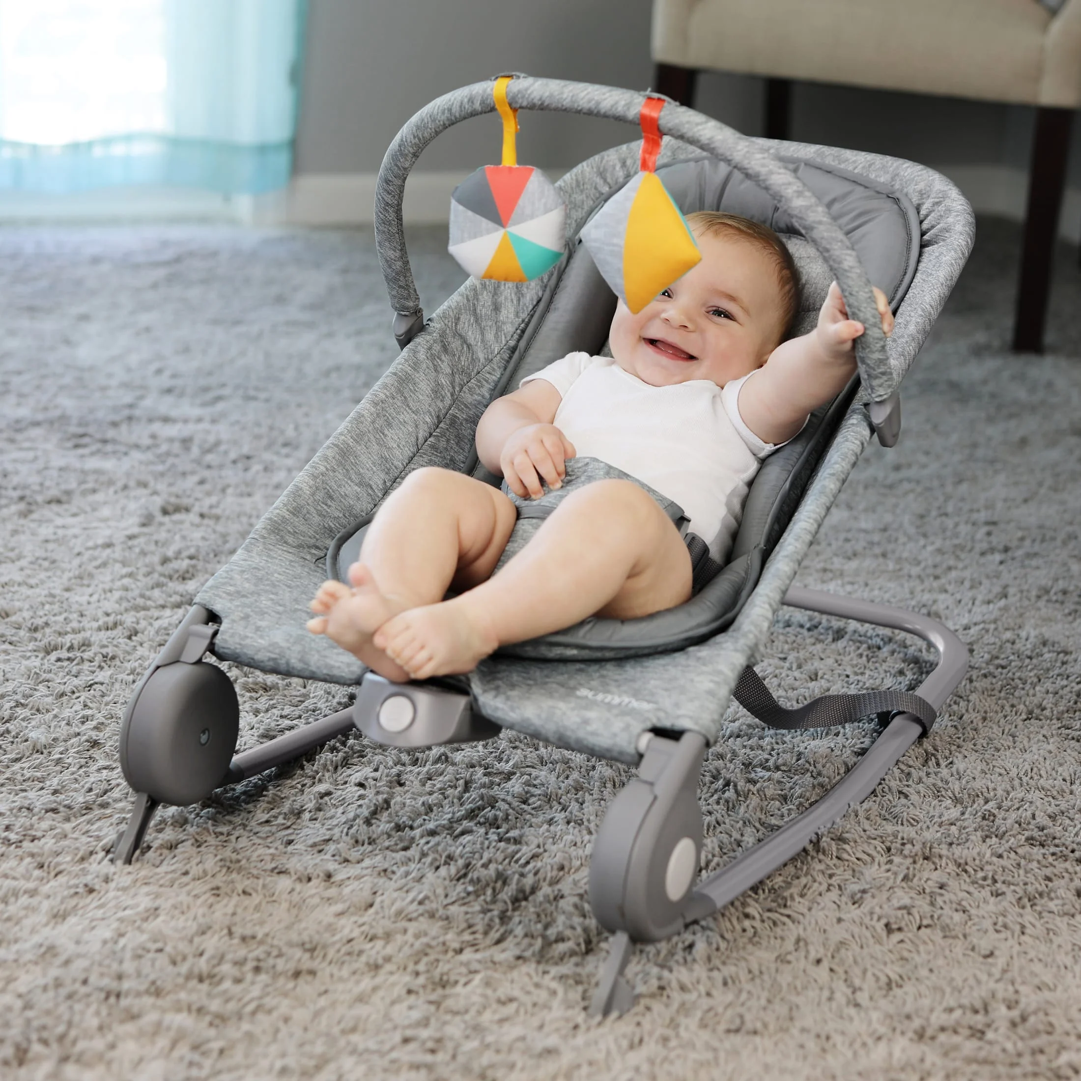 Summer by Ingenuity 2-in-1 Baby Bouncer & Rocker Duo, Light Gray Tweed