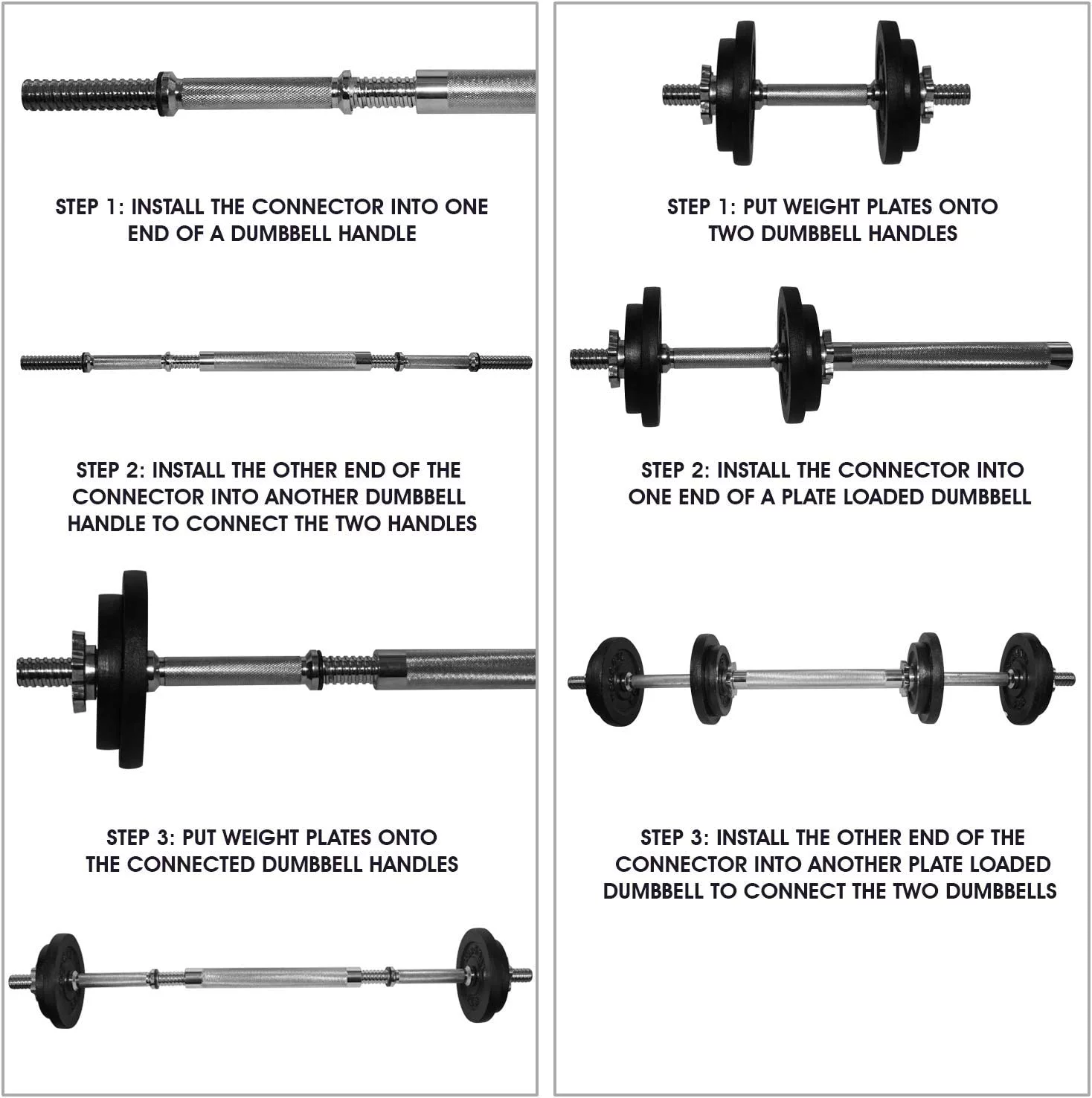 Yes4All 50 lbs Adjustable Dumbbell (25 lbs x 2 pcs) + Dumbbell Bar Connector, Combo/Set