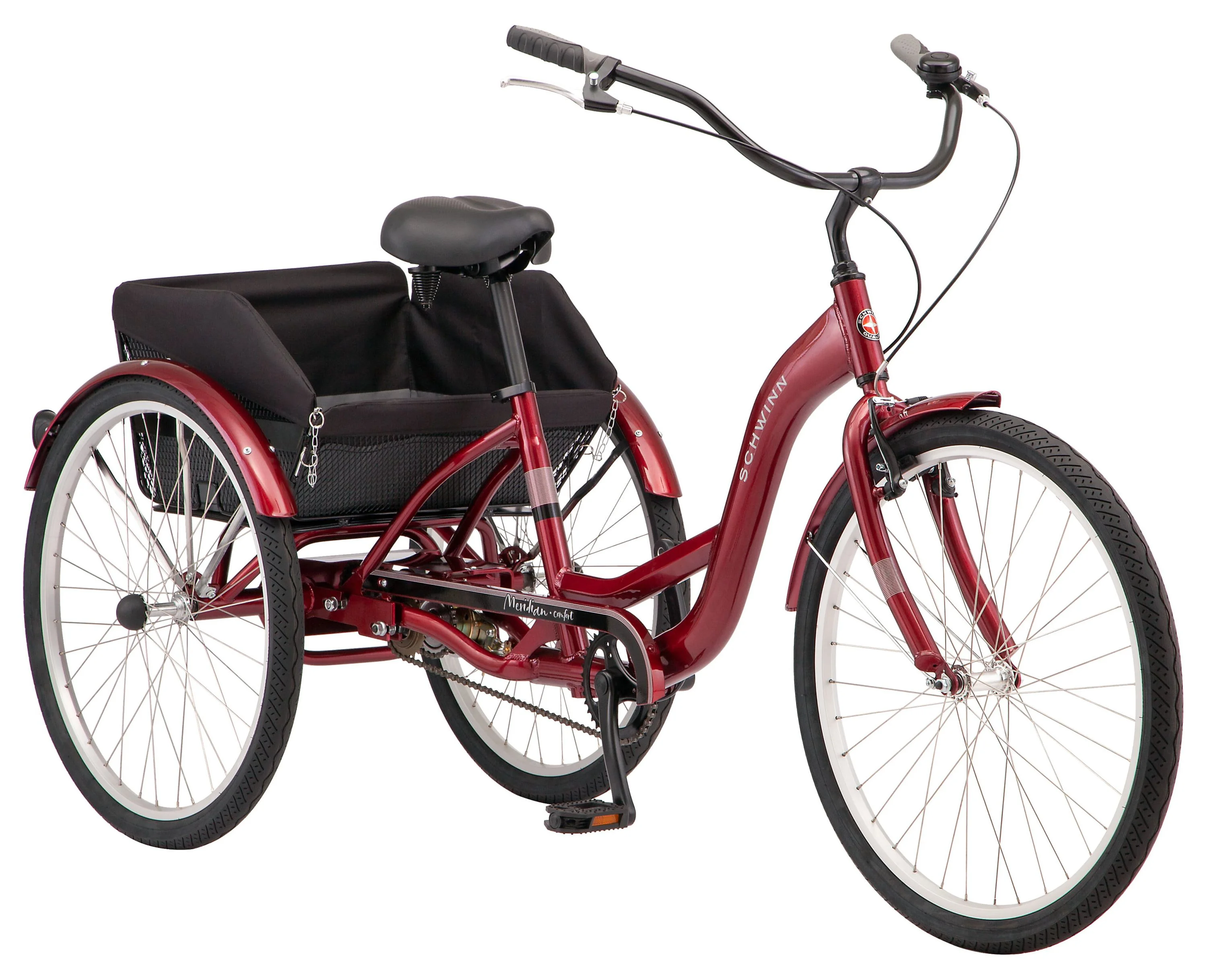 Schwinn Meridian Adult Tricycle, Single Speed, 26-inch Wheels, Burgundy