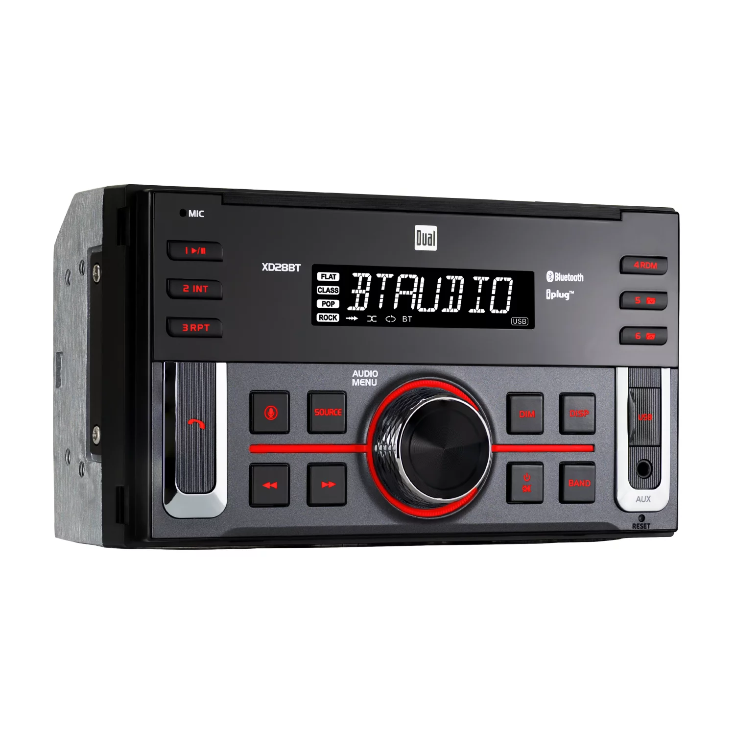 Dual Electronics XD28BT, Car Stereo Head Unit, Double DIN with Bluetooth, 7-Character LCD, New