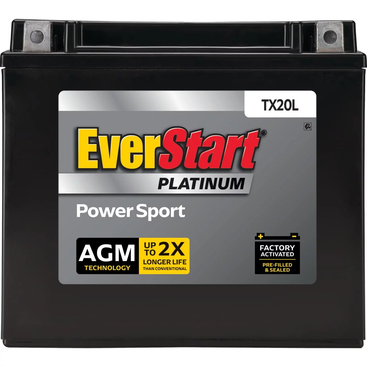 EverStart Premium BOXED AGM Power Sport Battery, Group Size TX20L 12 Volt, 210 CCA