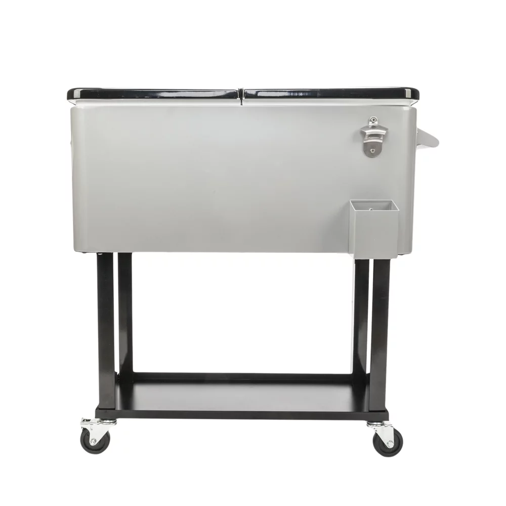 80QT Cooler Cart Trolley Frozen Function Spray Ice Beer Beverage Chest