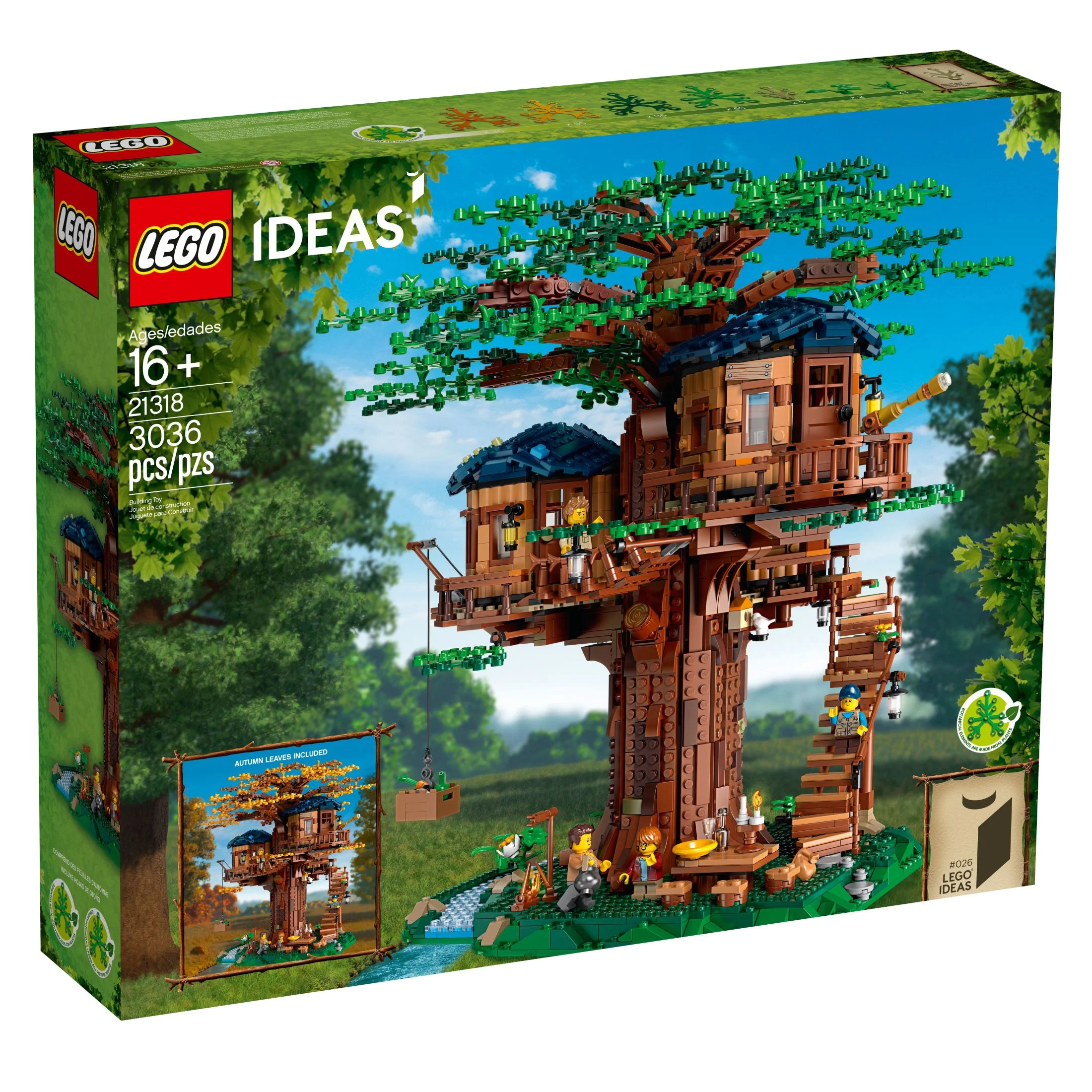 LEGO Ideas Tree House 21318, Model Construction Set for 16 Plus Year Olds with 3 Cabins, Interchangeable Leaves, Minifigures and a Bird Figure