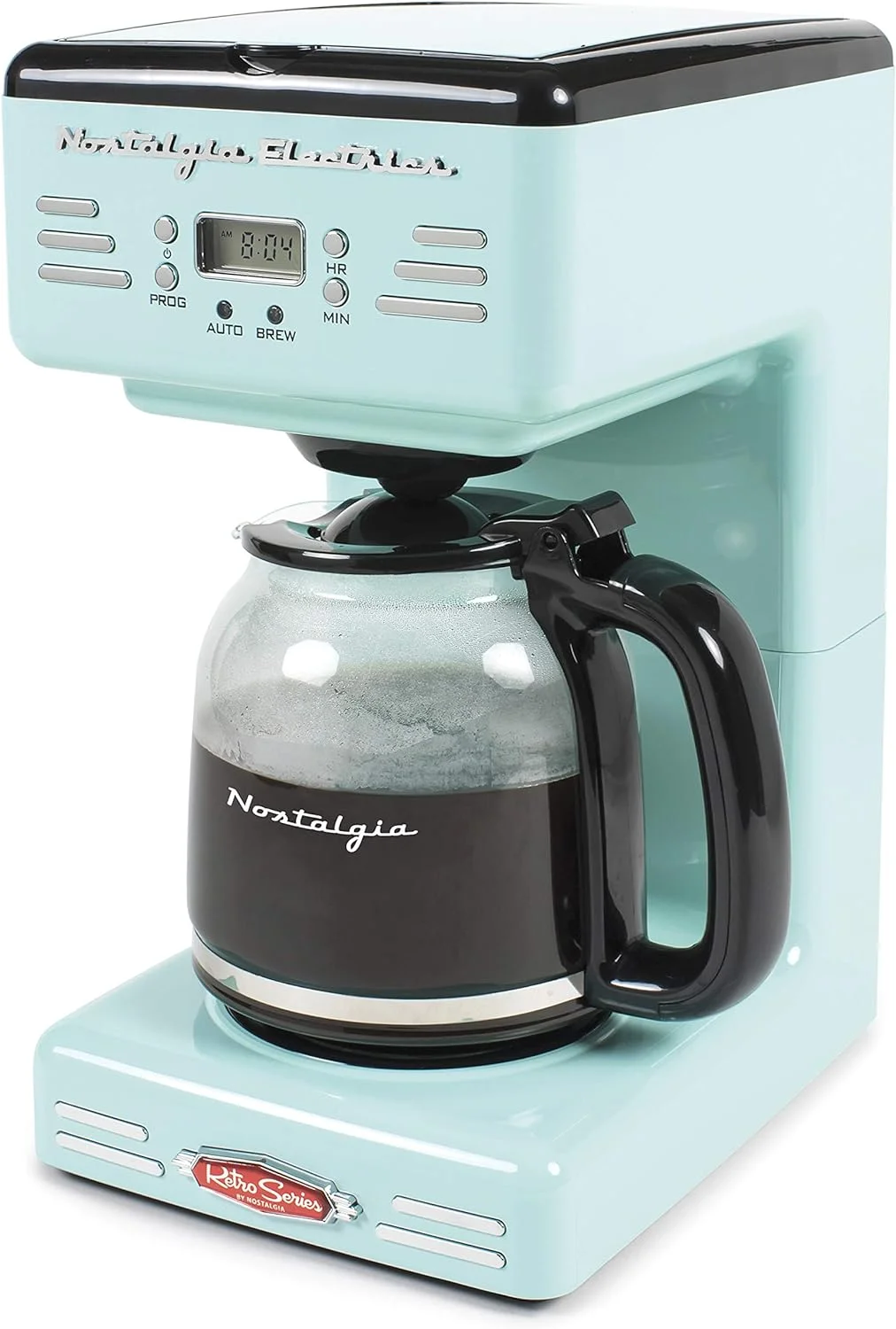 Nostalgia Retro Coffee Maker 12-Cup Programmable Vintage Coffee Machine, Aqua