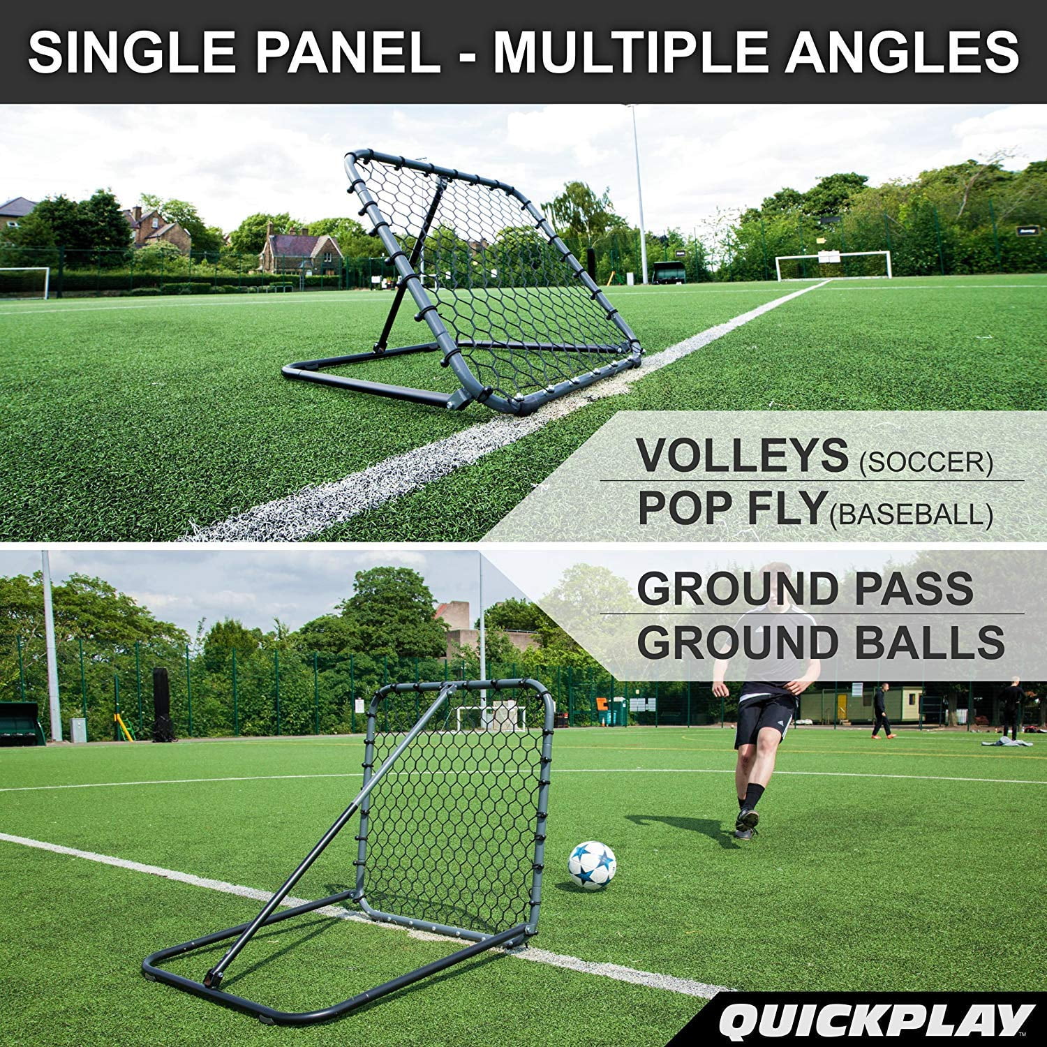 QuickPlay PRO Rebounder Adjustable Angle Multi-Sport Trainer | Soccer Rebounder or Baseball & Softball Pitch Back | Ideal for Team and Solo Training