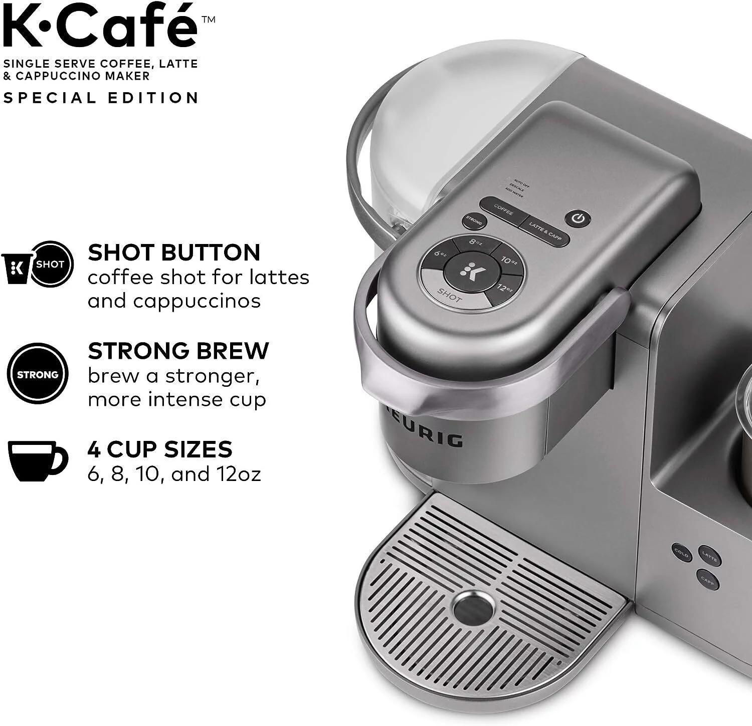 Keurig K-Cafe Special Edition Single-Serve K-Cup Pod Coffee, Latte, and Cappuccino Maker (Nickel)