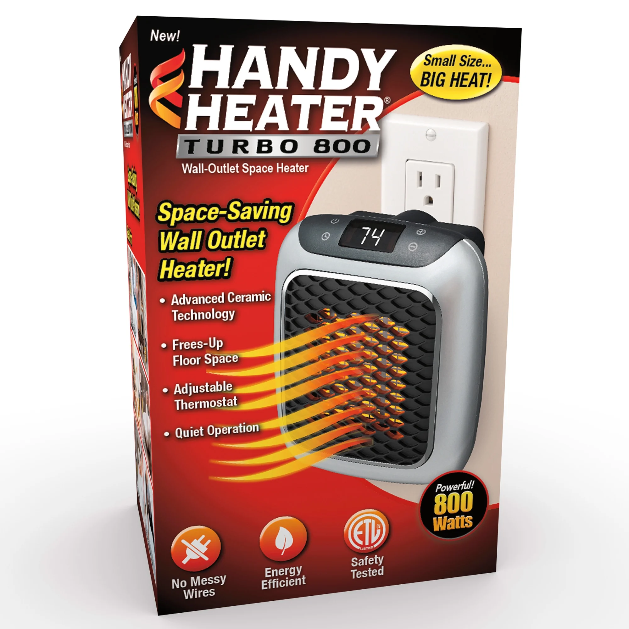 Handy Heater Turbo, Personal Electric Ceramic Space Heater, 800 Watts. New