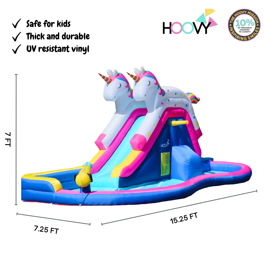 Unicorn Slide with Pool | Giant Inflatable Slide with Side Pool | Unicorn Slide with Pool| Heavy Duty High Quality | Easy to Set Up | Included Air Pump and Carry Bag