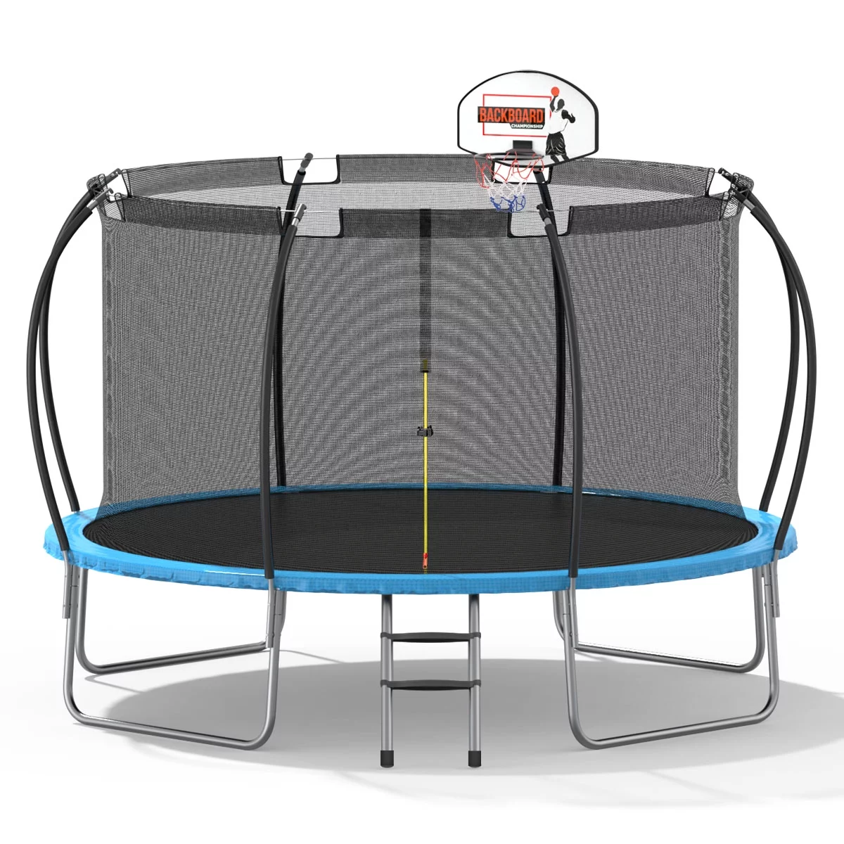 Nazhura 12′ Round Backyard Trampoline with Safety Enclosure and Basketball Hoop