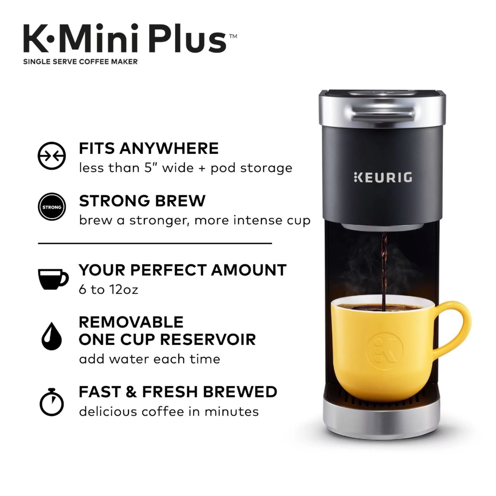 Keurig K-MINI Plus Single Serve K-Cup Pod Coffee Maker Matte Black