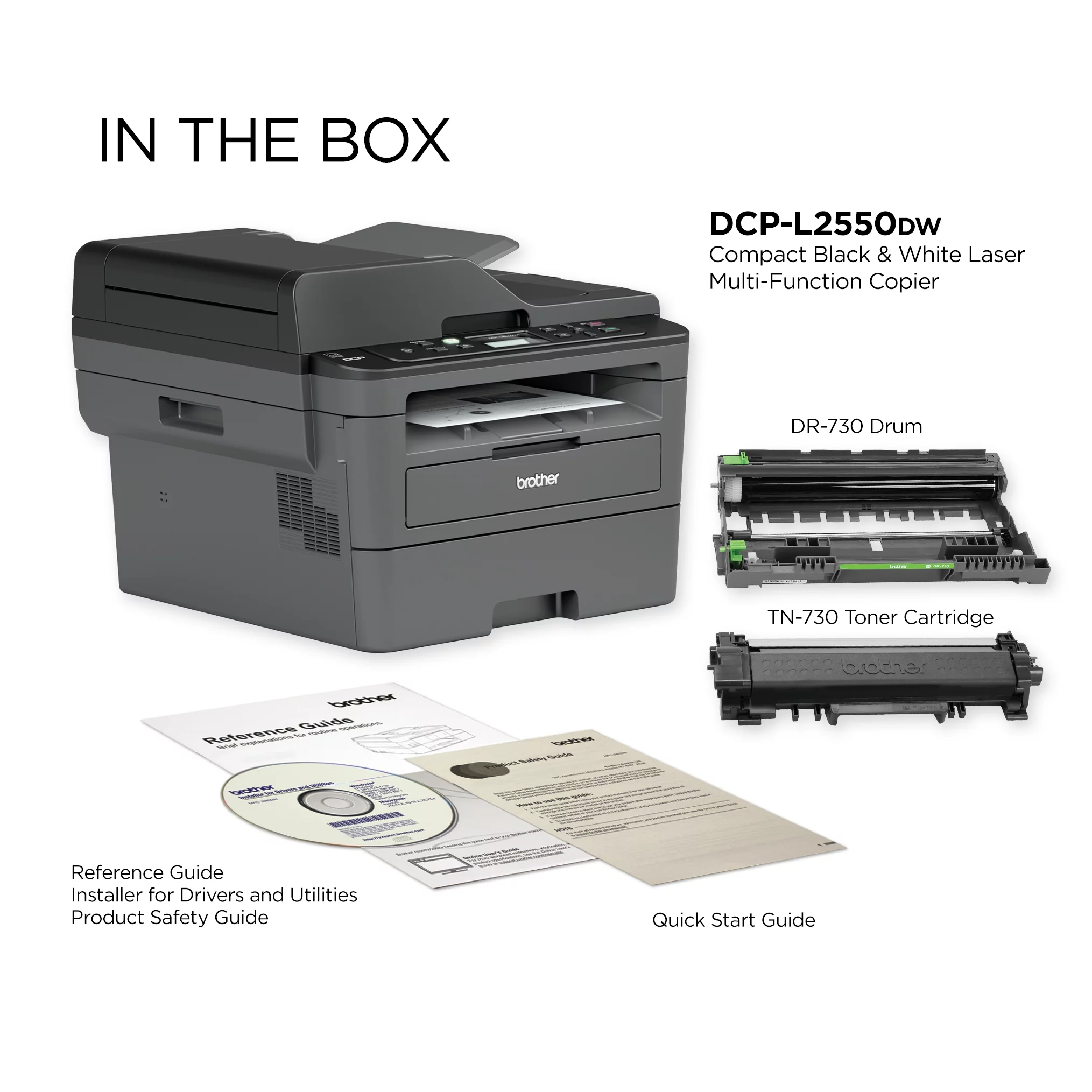 Brother DCP-L2550DW Monochrome Laser All-in-One Printer, Wireless Networking, Duplex Printing