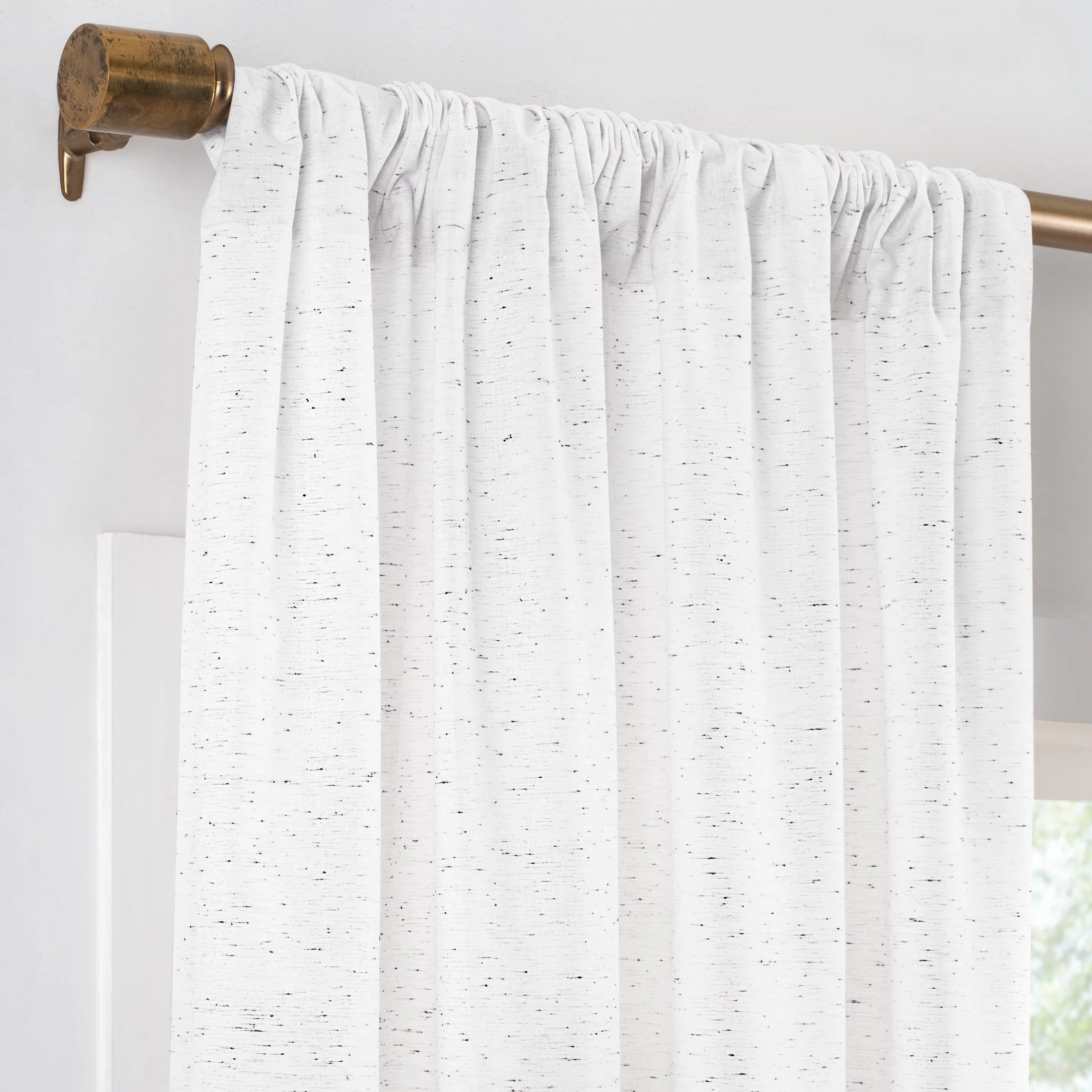 Gap Home Multi-Nep Organic Cotton Window Light Filtering Curtain Pair White 84