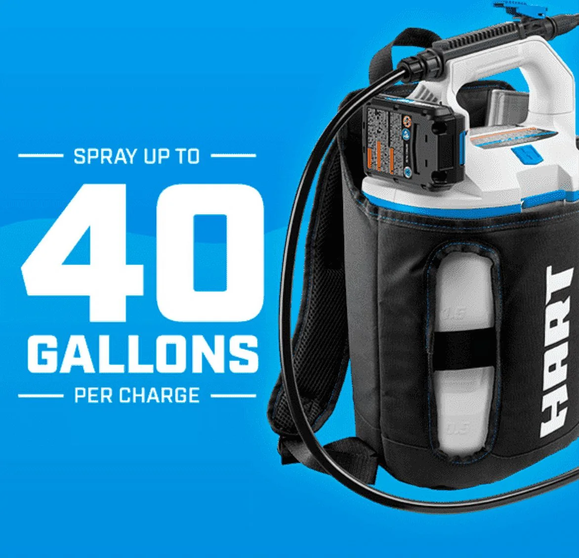 HART 20-Volt 2 Gallon Cordless Backpack Chemical Sprayer Kit, (1) 2.0Ah Lithium-Ion Battery