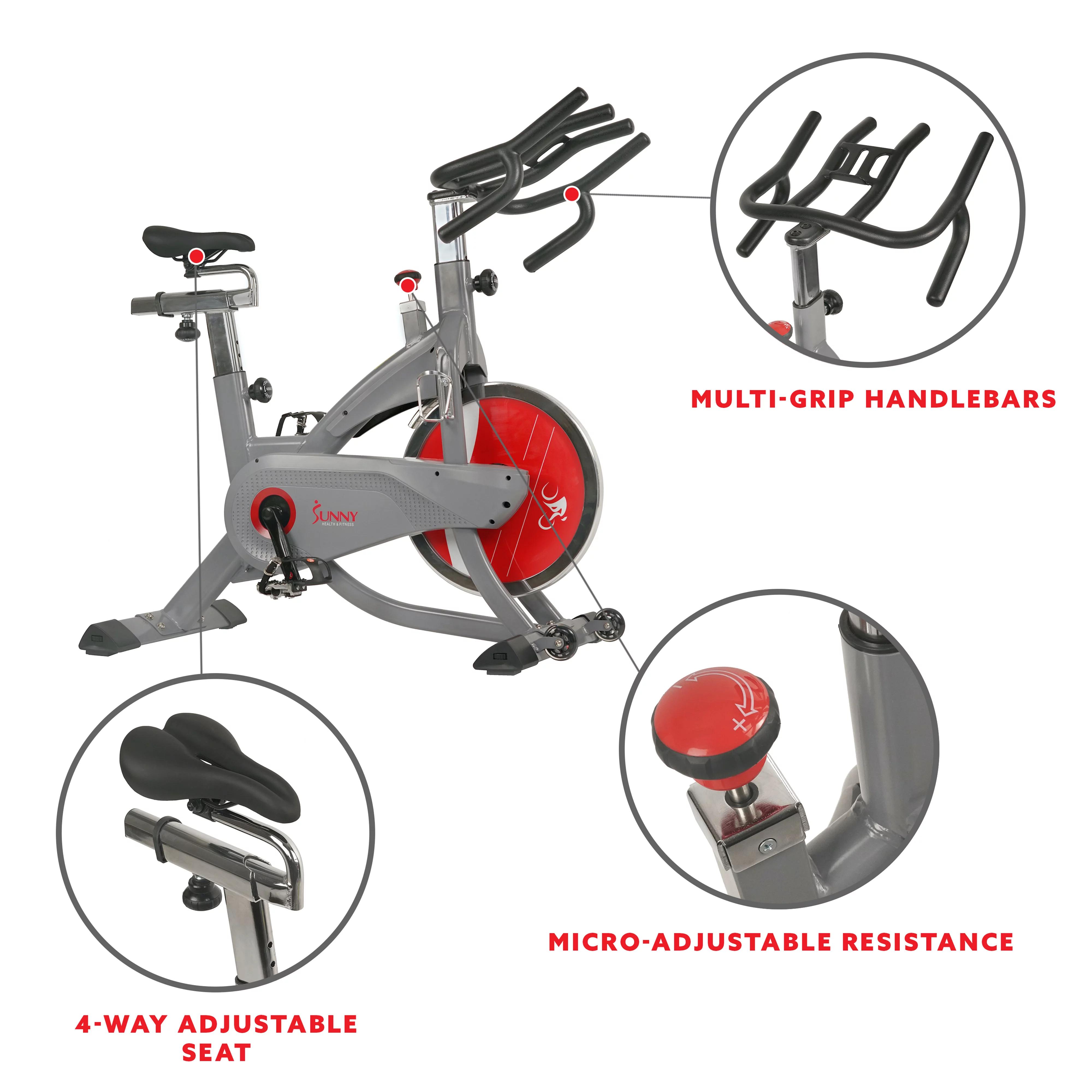 Sunny Health & Fitness AeroPro Stationary Indoor Cycling Exercise Bike with 44 lb Flywheel, Clipped Pedals, Home Cardio, SF-B1711