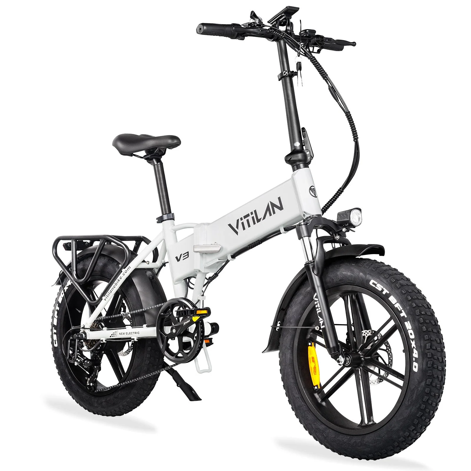 VITILAN V3 2.0 Electric Bike for Adults 750W Folding Electric Bike 20 inch 4.0 Fat Tire Bikes Mountain Beach Snow Bike 48V 13.4AH Removable Battery Electric Bike with Shimano 7-Speed