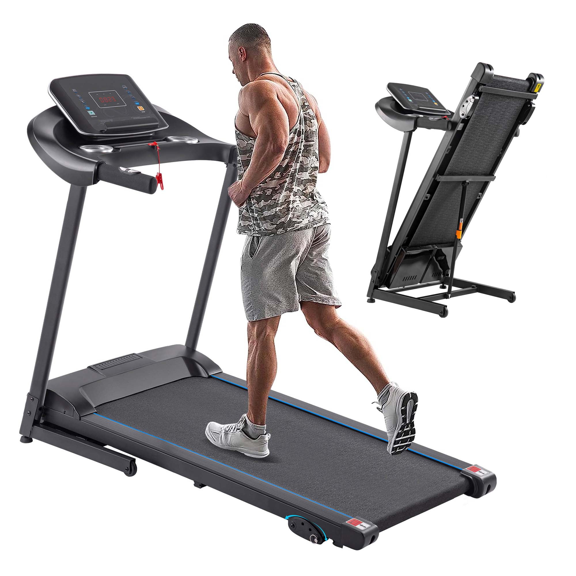 Aukfa 2.5HP Folding Treadmill with Incline, 300 lbs+ Capacity, 10 MPH Electric Running Machine for Home Gym