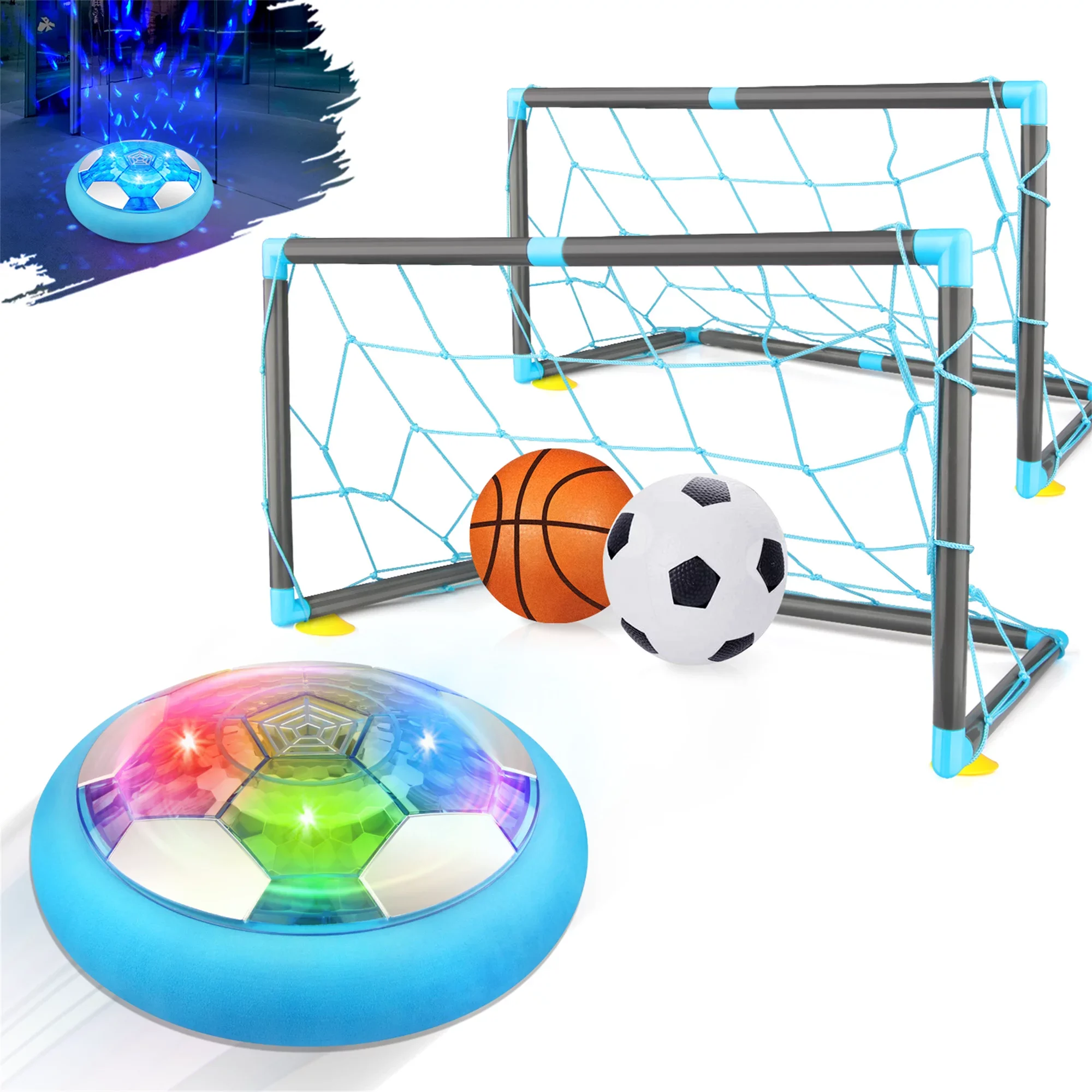 Wupuaait JYS20318-Goal-LBFB01 Super Cool Hover Soccer Ball Set Indoor Outdoor Sport