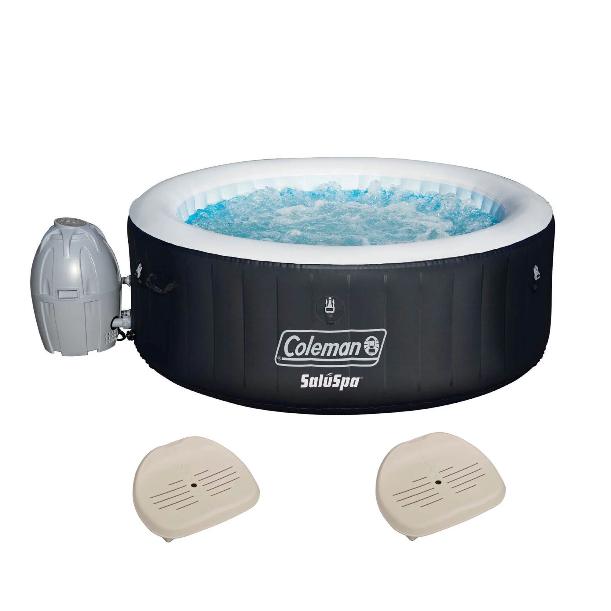 Coleman SaluSpa 4 Person Inflatable Outdoor Hot Tub & 2 Seat Accessory