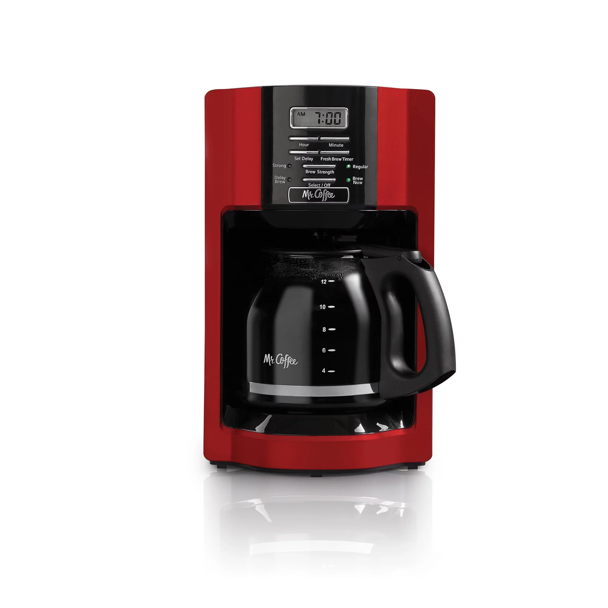 Mr. Coffee 12-Cup Programmable Coffeemaker, Rapid Brew, Brushed Metallic