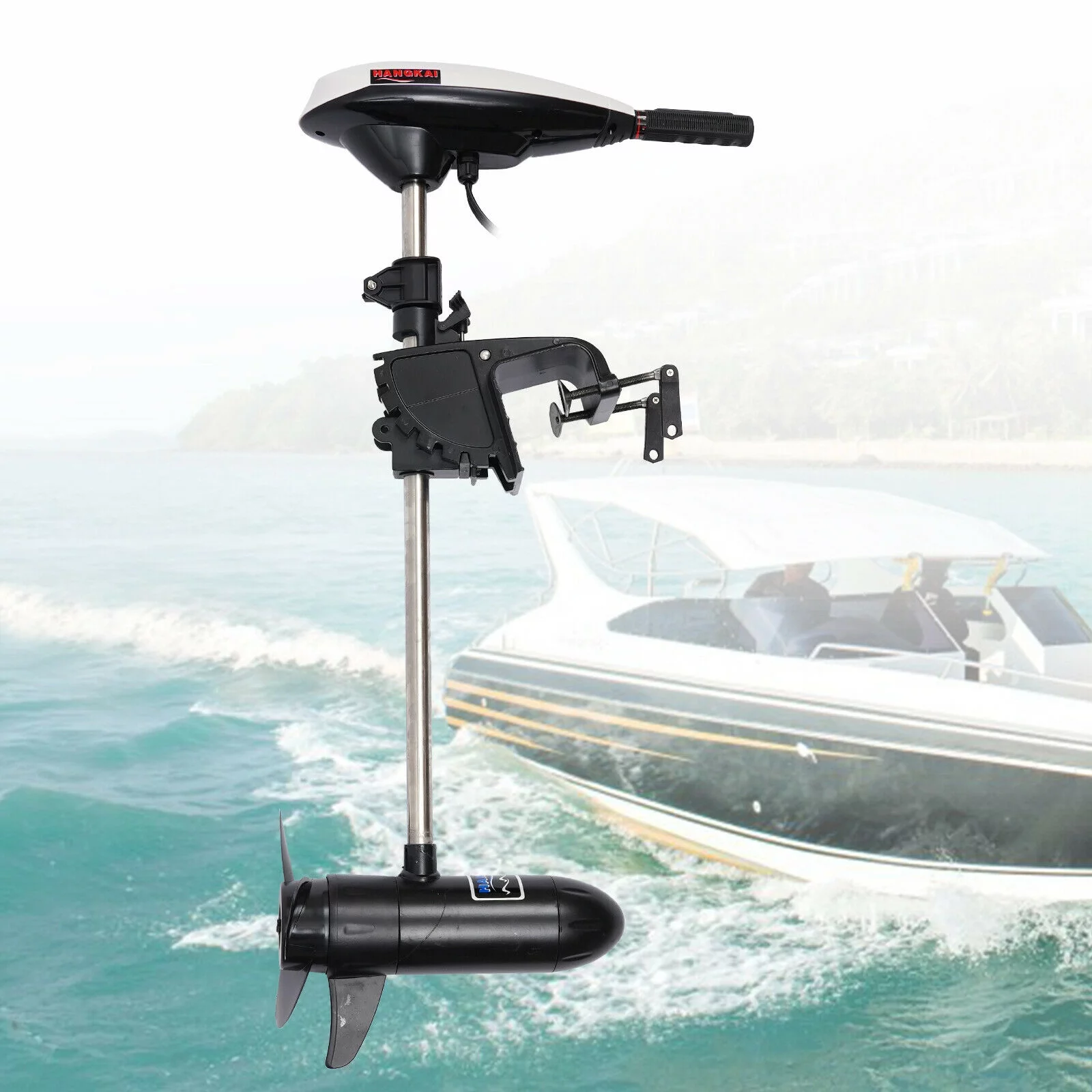 Fichiouy 12V Telescopic Electric Outboard Motor Trolling Motor Fishing Boat Engine 552W 45LBS