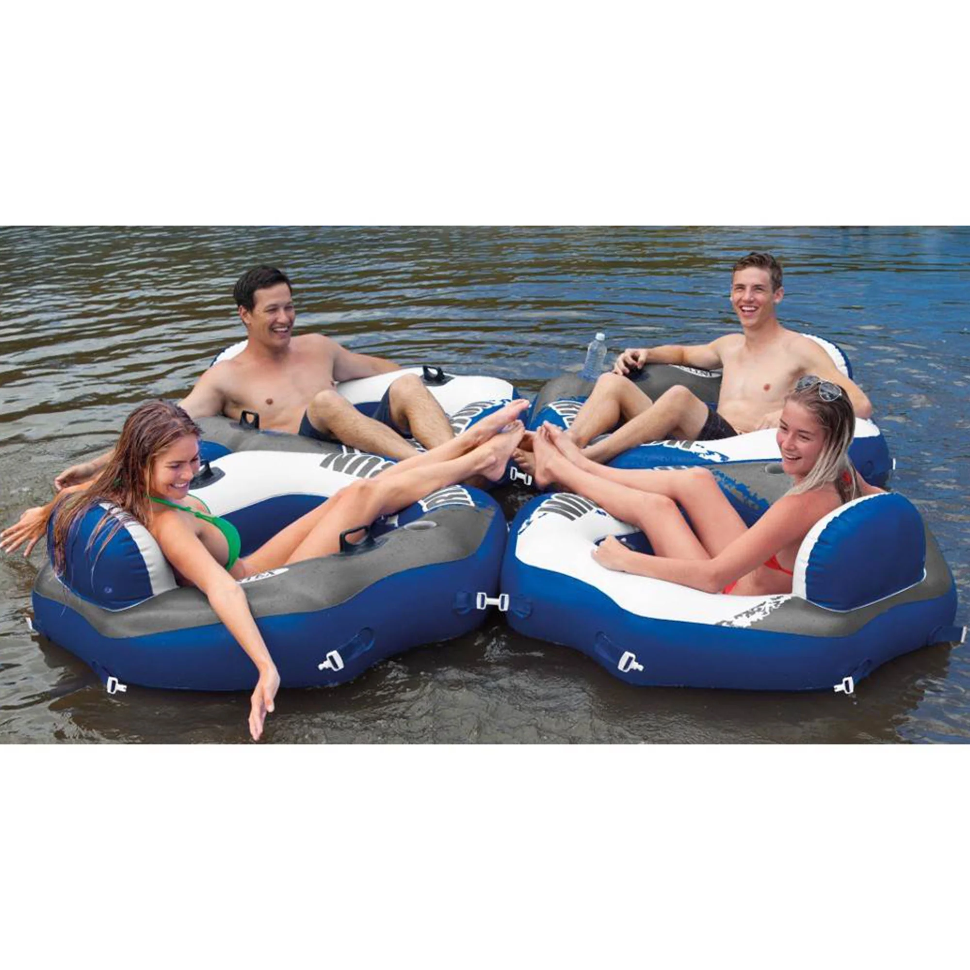 Intex River Run Connect Lounge Inflatable Floating Water Tube (2 Pack)