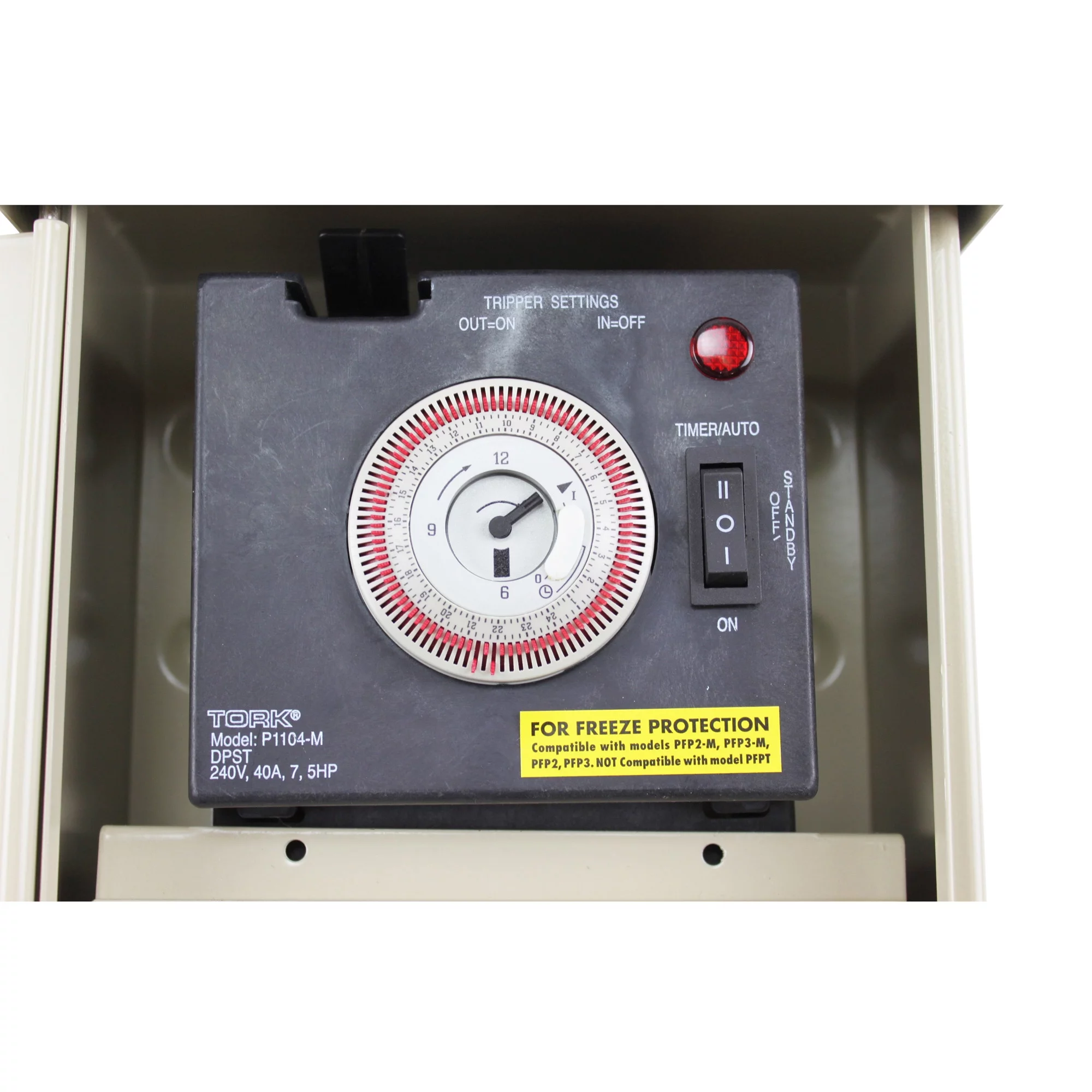 Tork NSI PP-20R-P4 Pool Spa or Lighting Control Panel With One Time Switch Installed, 40-Amp, 102/240-Vac